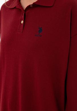 Kadın Bordo Polo Yaka Kazak - 50297091008