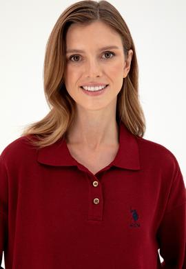 Kadın Bordo Polo Yaka Kazak - 50297091008