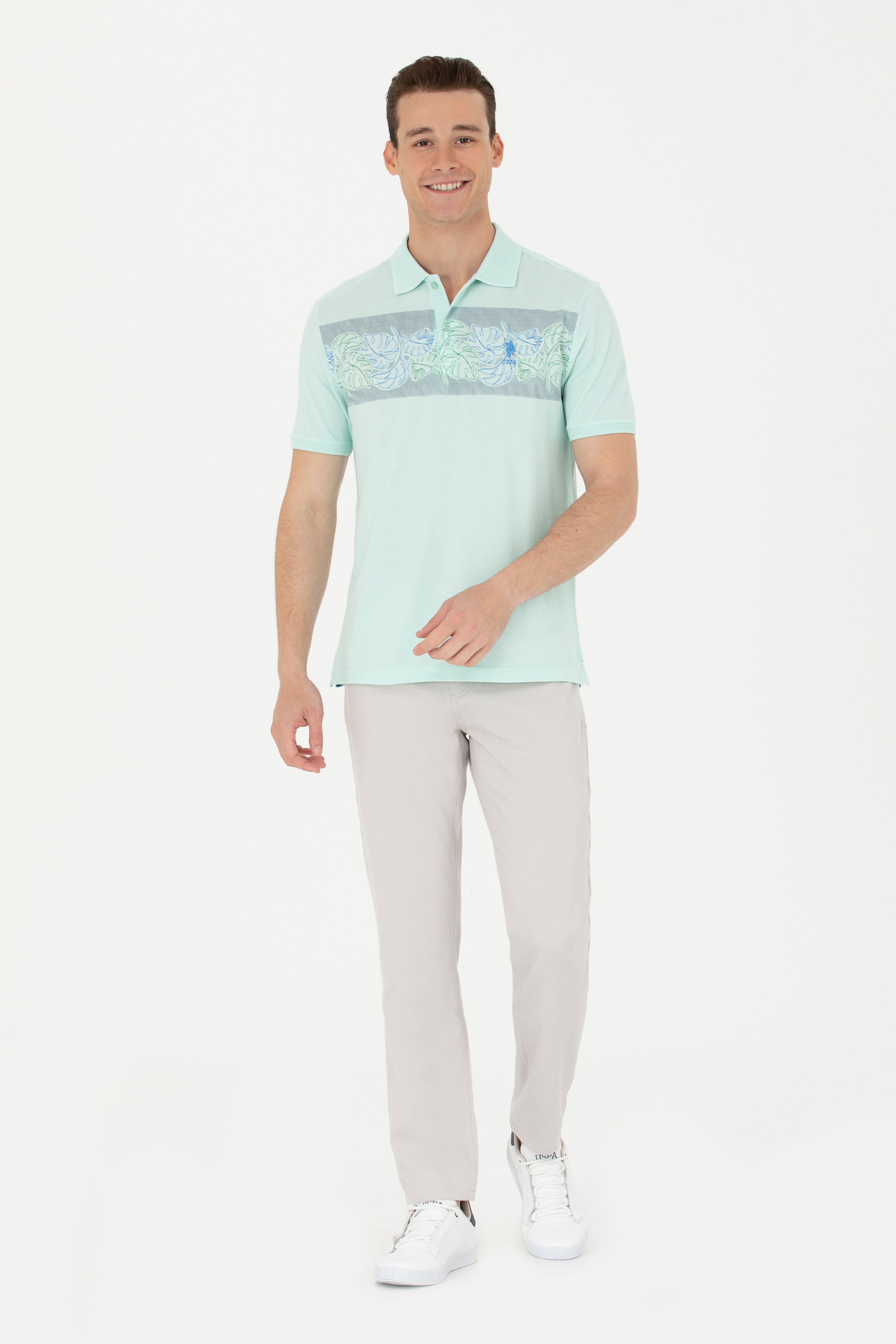 Erkek Regular Fit Açık Gri Kanvas / Chino Pantolon