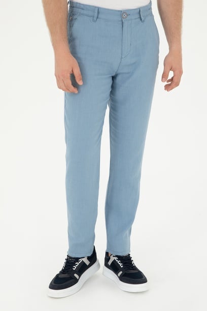 Erkek Carrot Fit İndigo Kanvas Pantolon