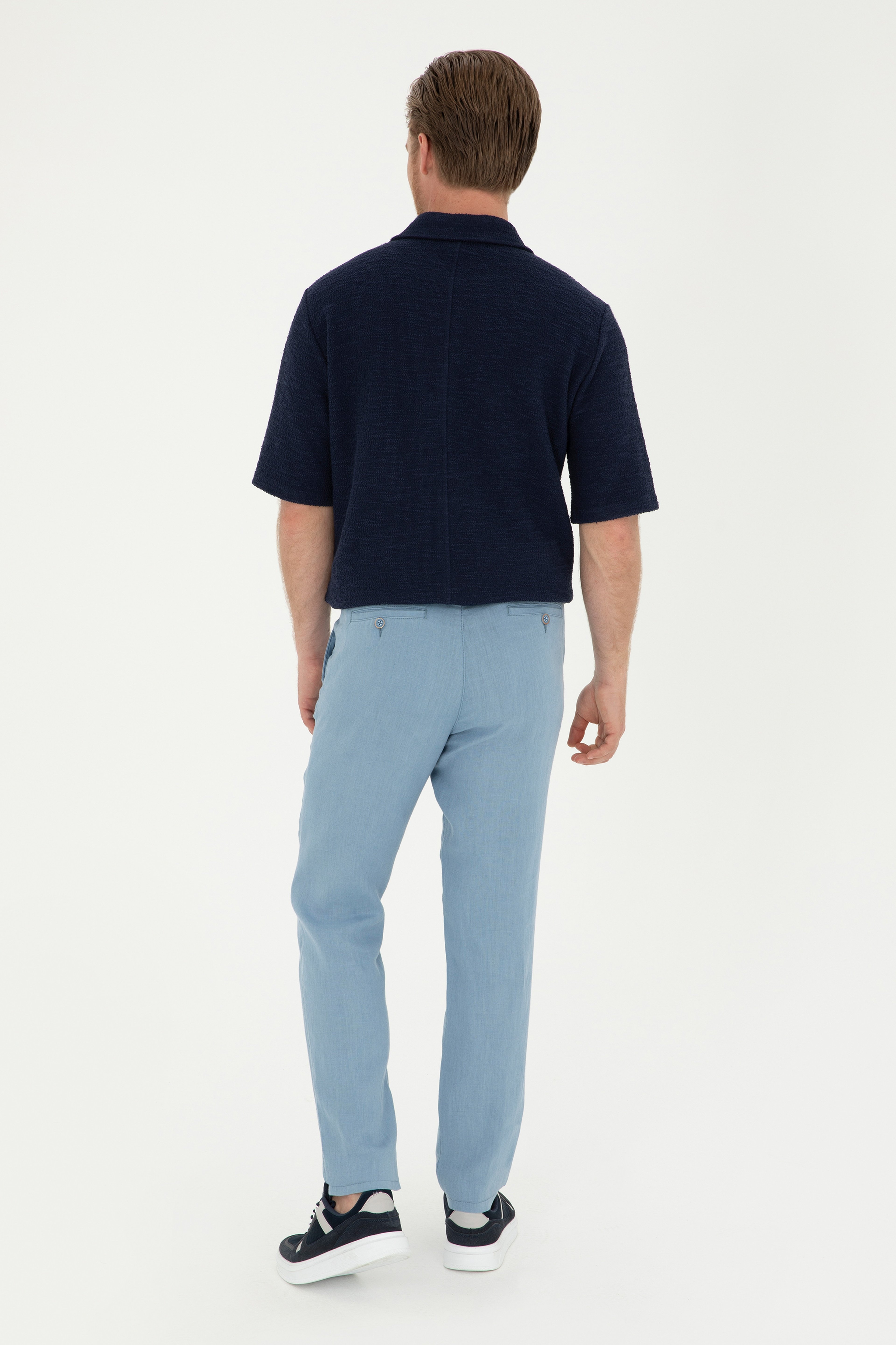 Erkek Carrot Fit İndigo Kanvas Pantolon - Image 4