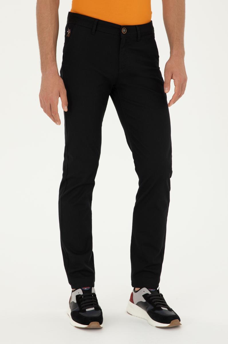 Erkek Slim Fit Siyah Kanvas / Chino Pantolon