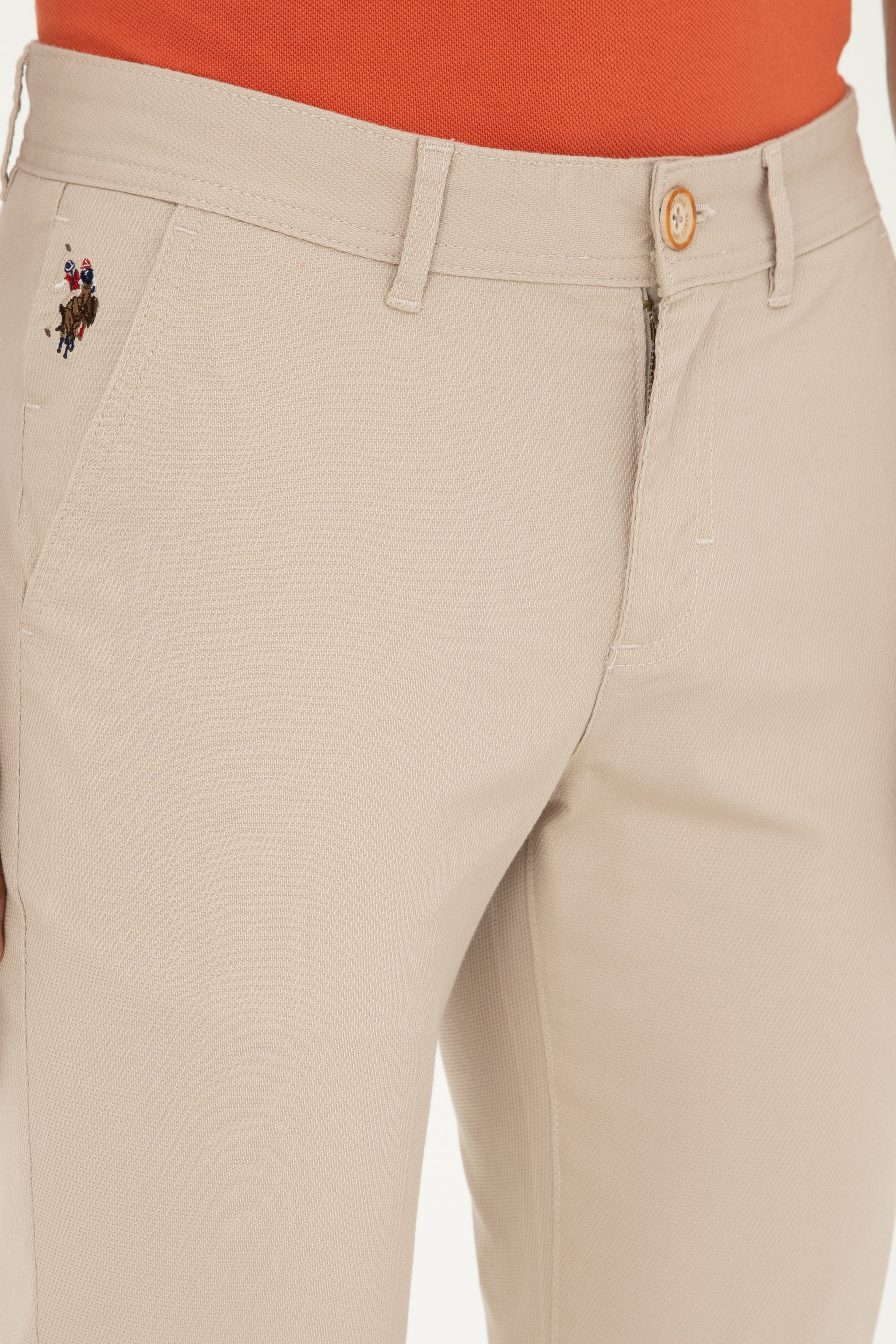 Erkek Slim Fit Taş Kanvas / Chino Pantolon - Image 5