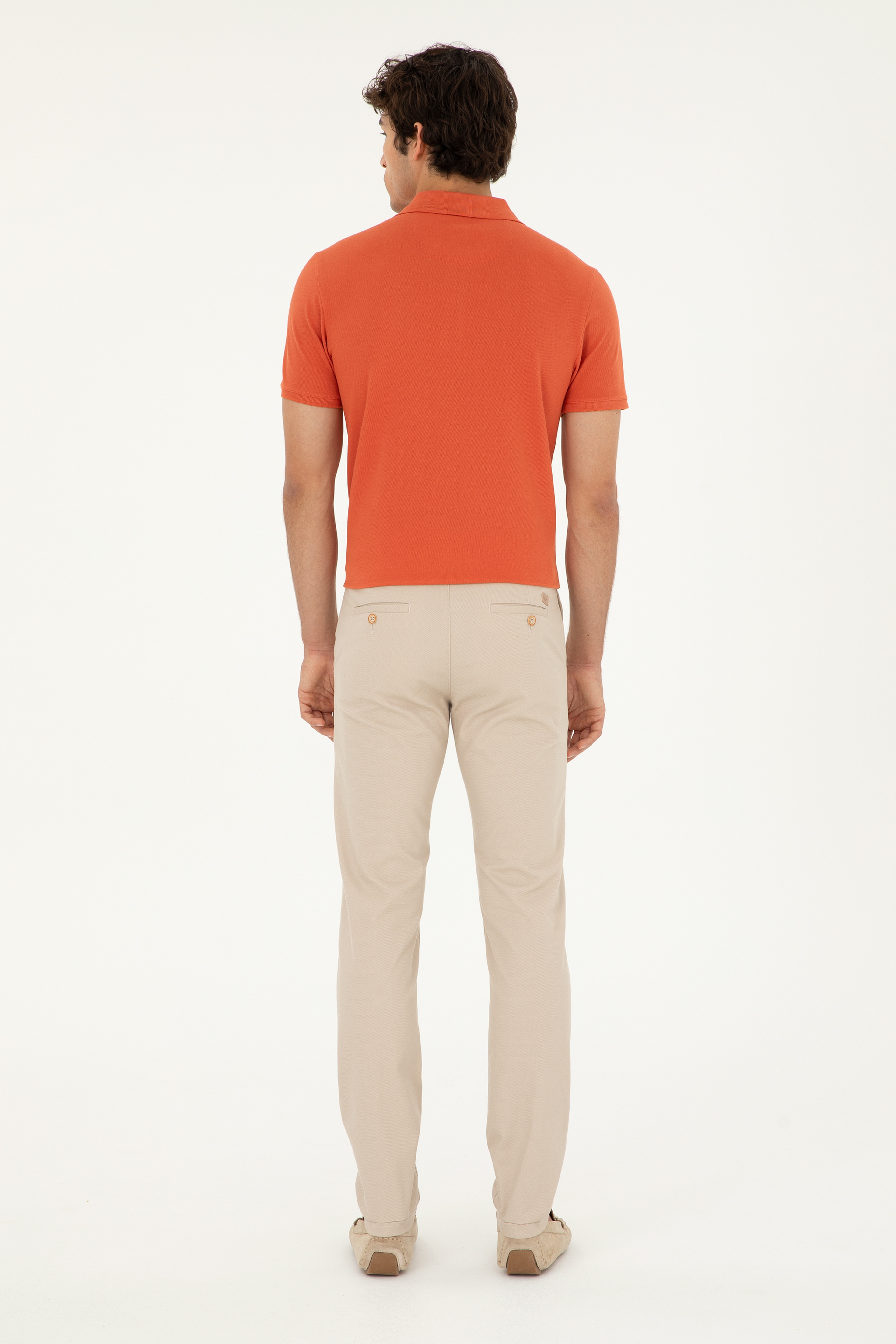 Erkek Slim Fit Taş Kanvas / Chino Pantolon