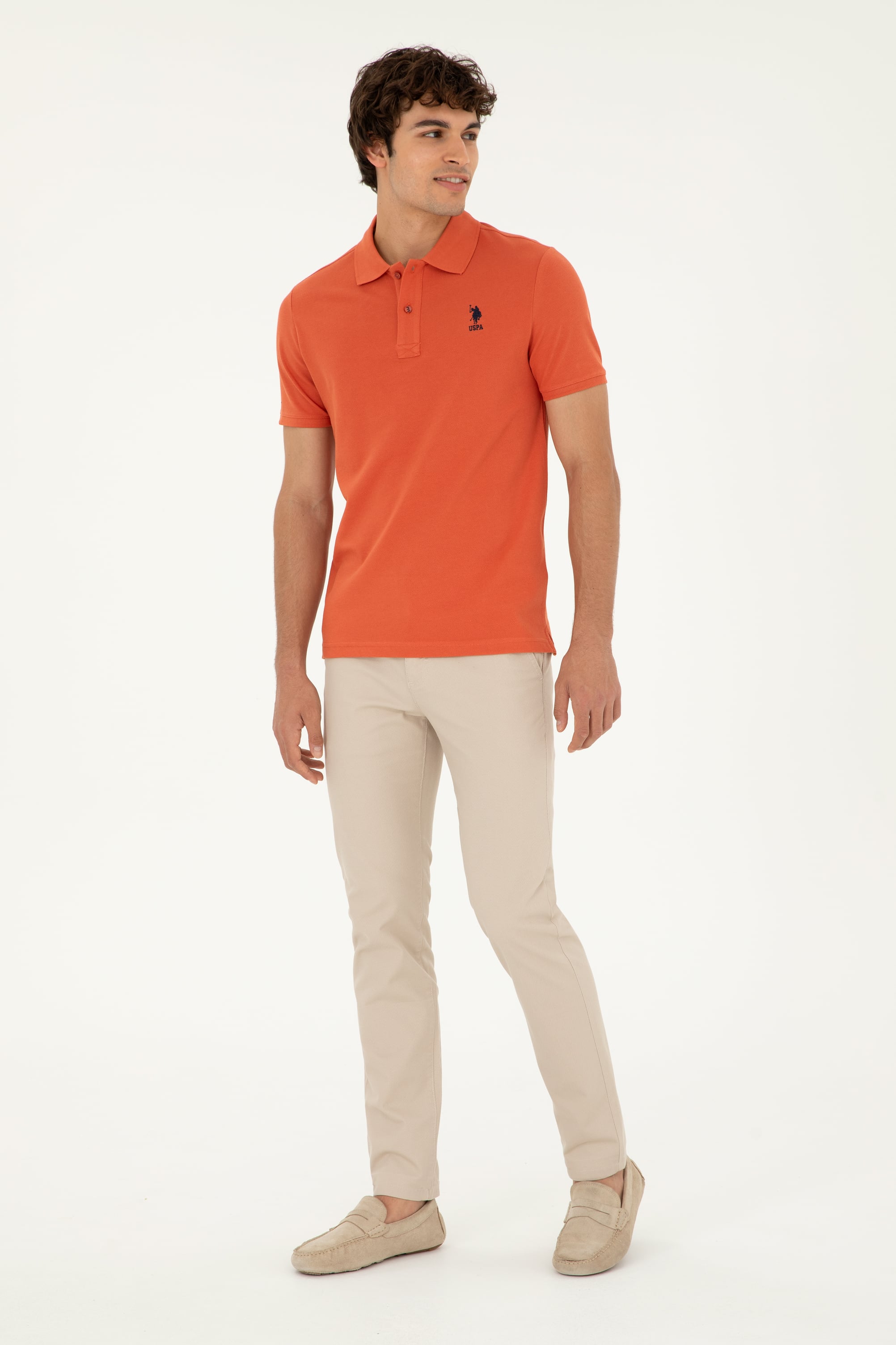 Erkek Slim Fit Taş Kanvas / Chino Pantolon