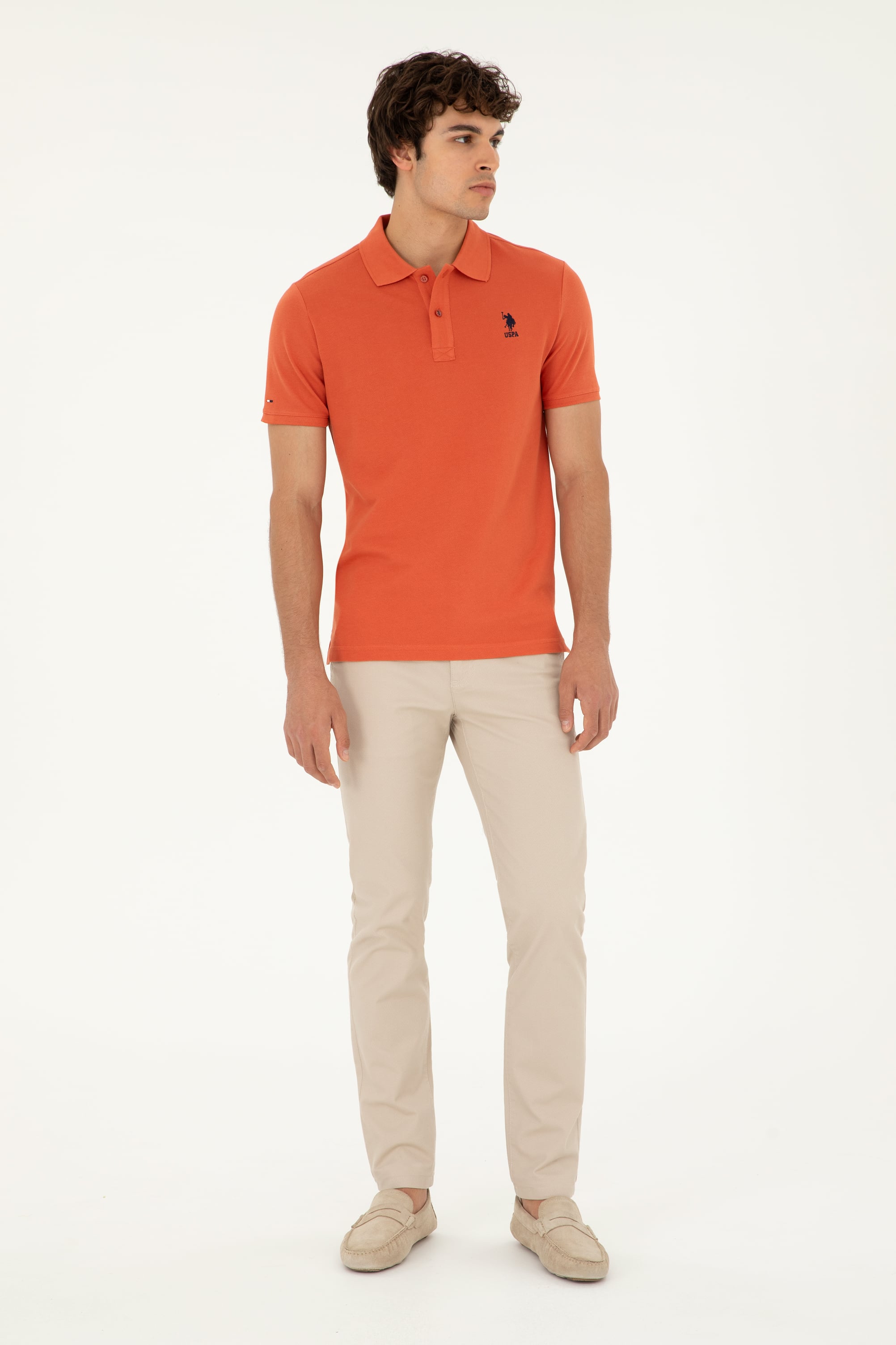 Erkek Slim Fit Taş Kanvas / Chino Pantolon