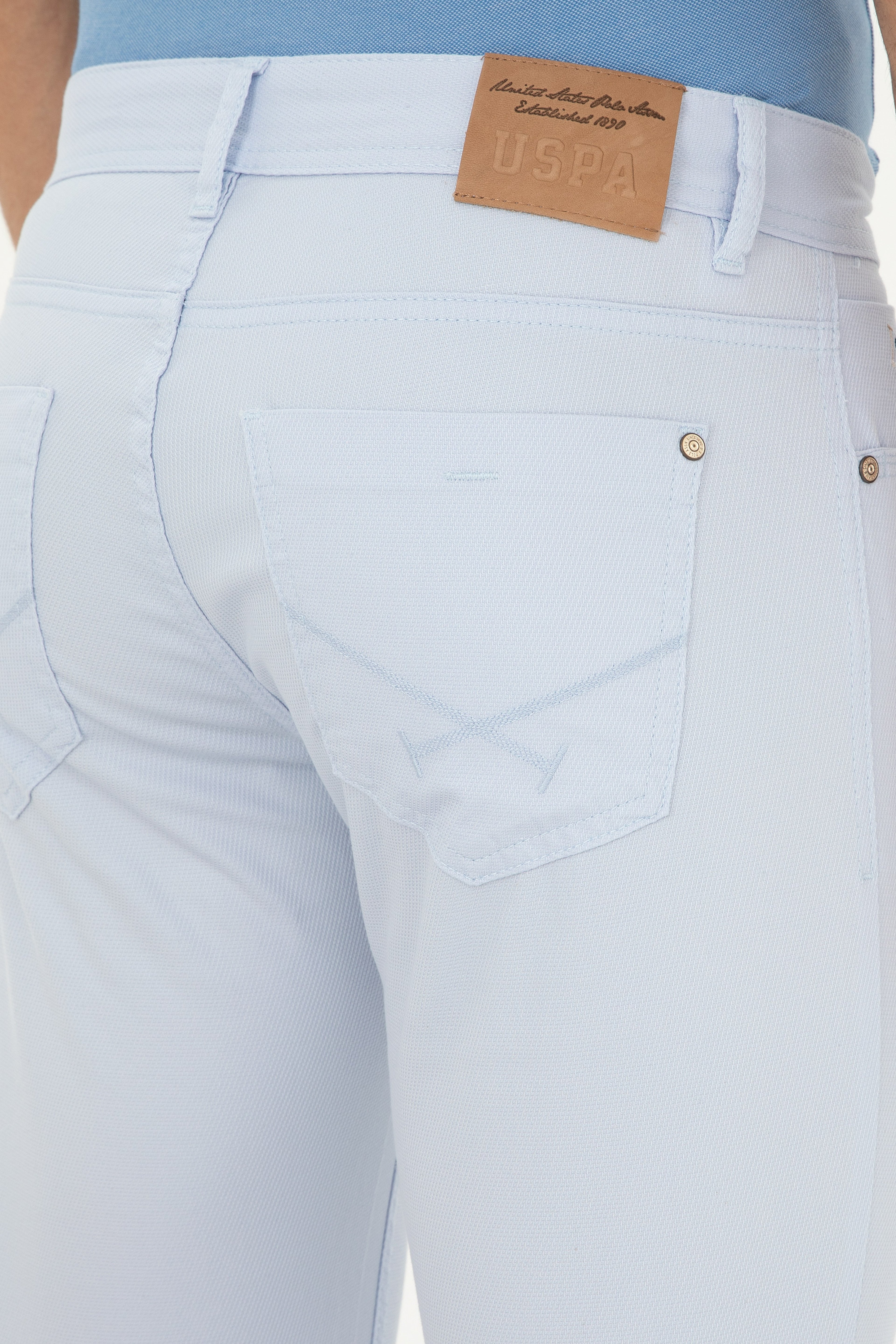 Erkek Slim Fit Açık Mavi Kanvas / Chino Pantolon - Image 6