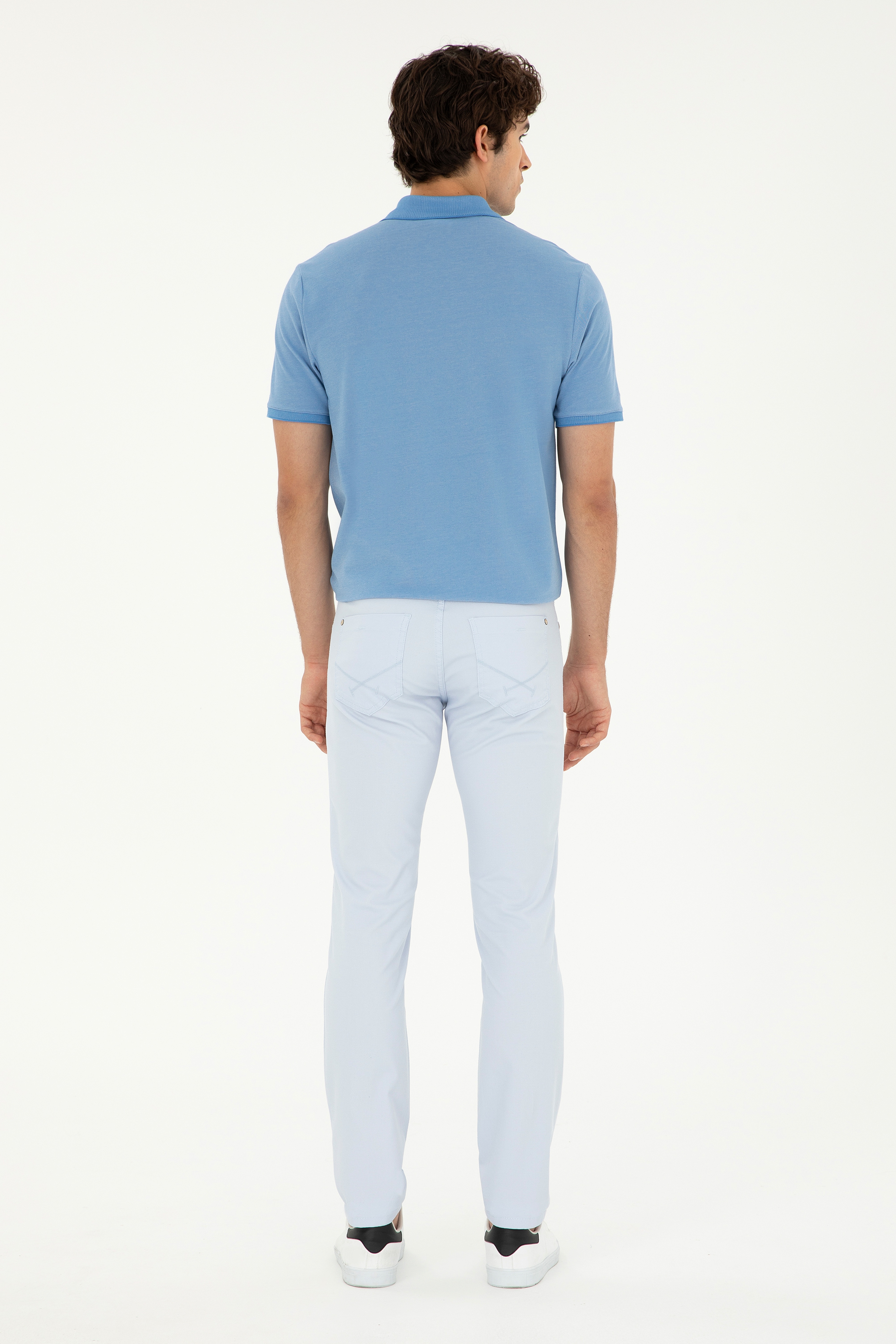 Erkek Slim Fit Açık Mavi Kanvas / Chino Pantolon