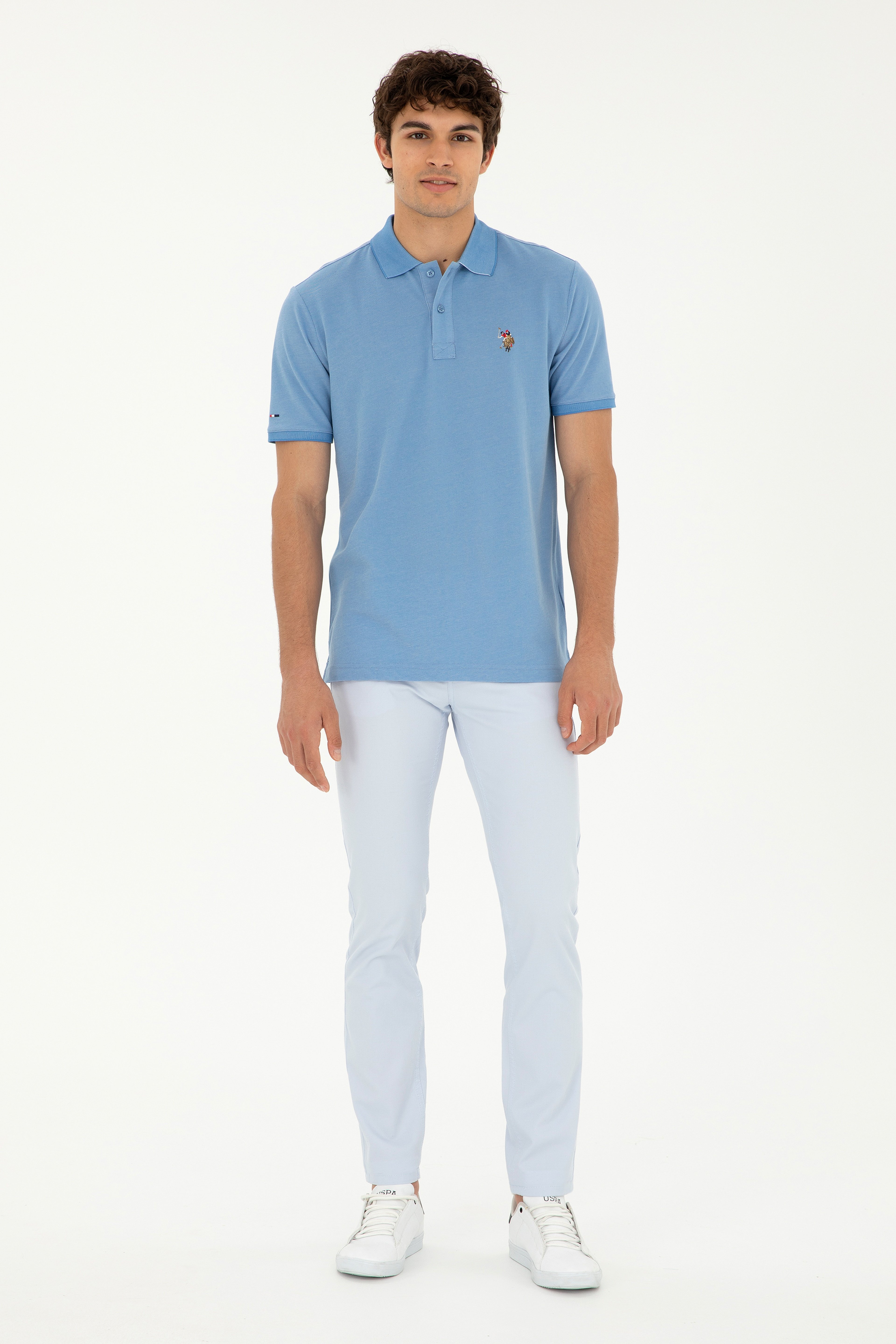 Erkek Slim Fit Açık Mavi Kanvas / Chino Pantolon - Image 3