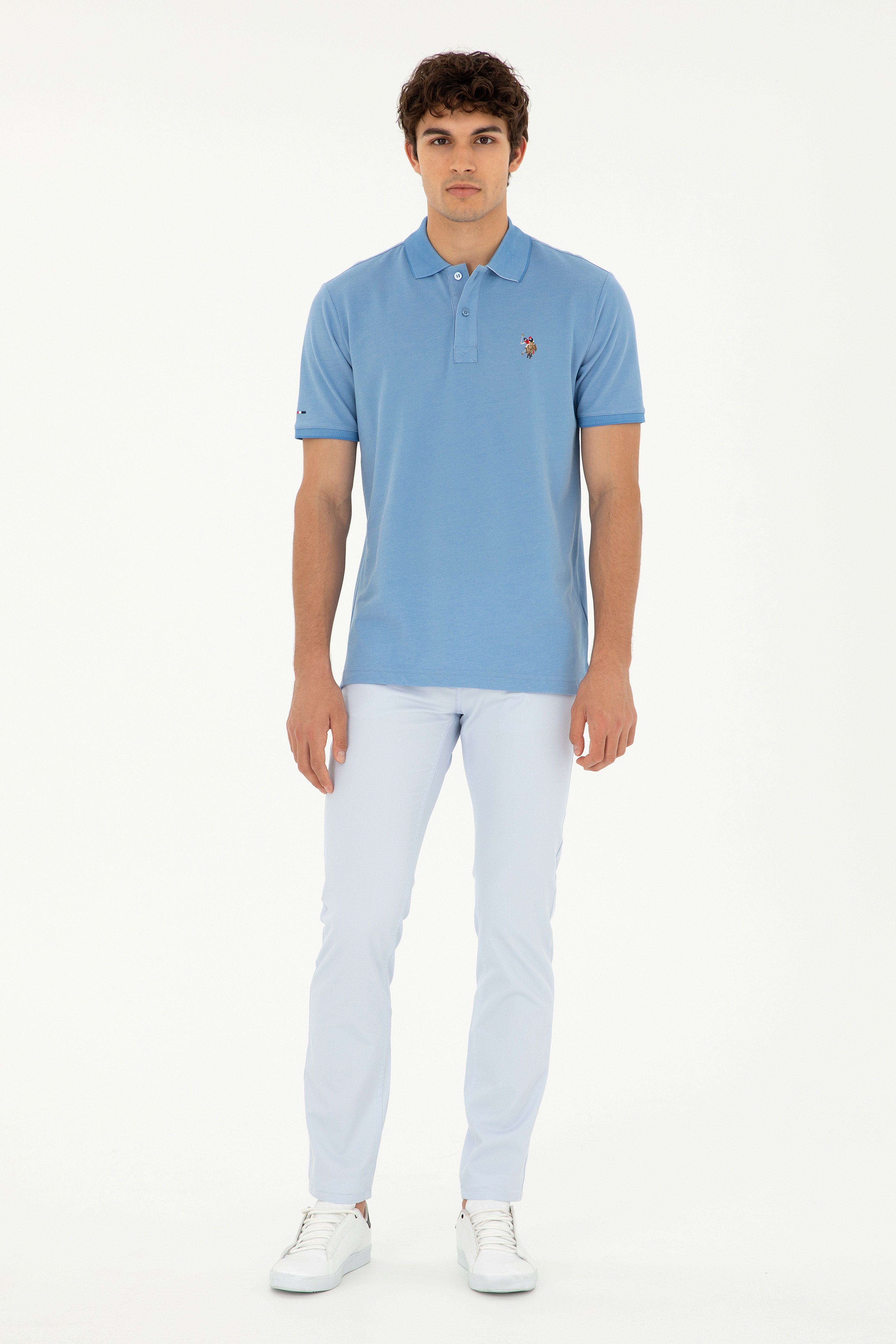 Erkek Slim Fit Açık Mavi Kanvas / Chino Pantolon - Image 1
