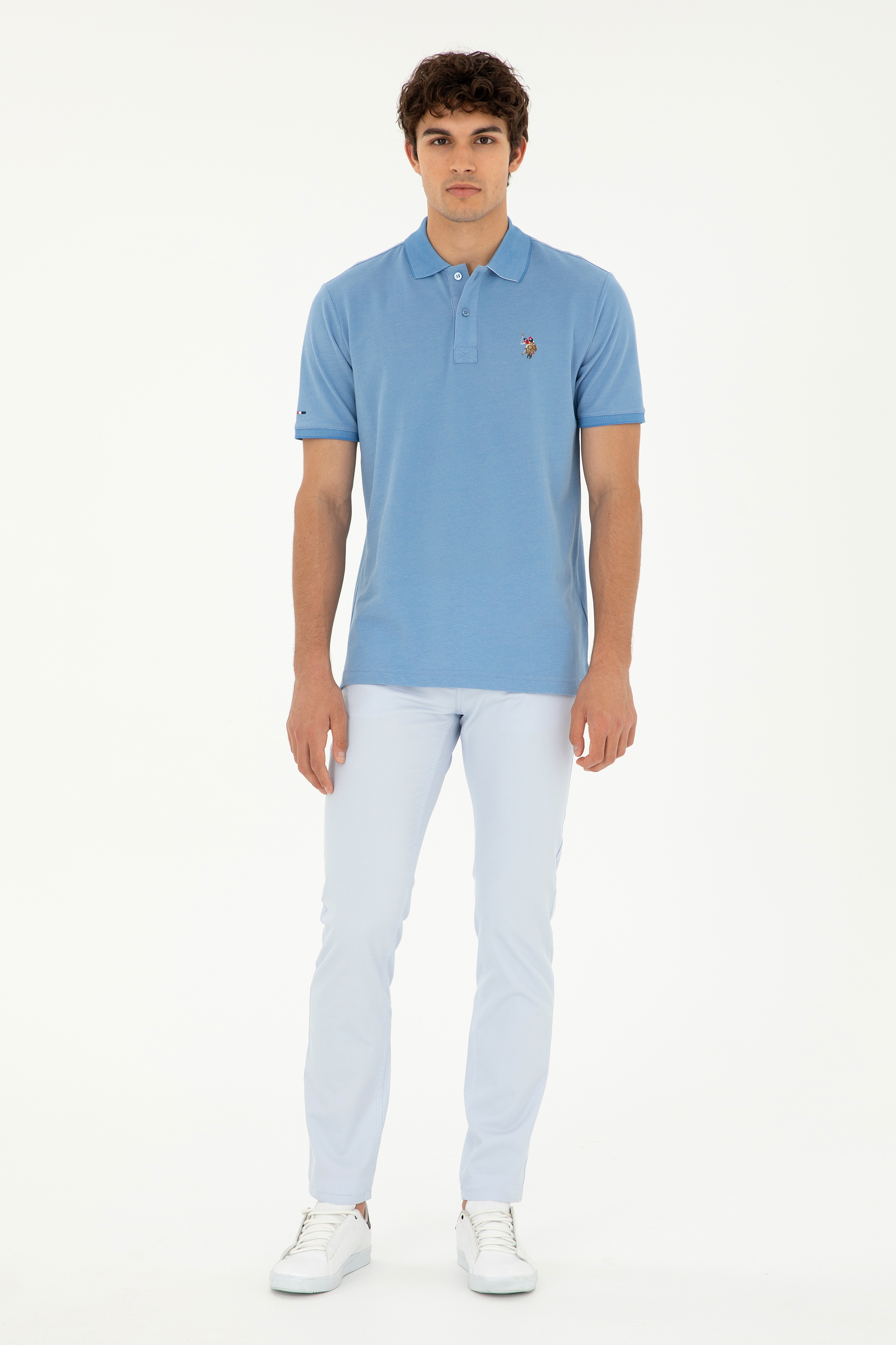 Erkek Slim Fit Açık Mavi Kanvas / Chino Pantolon