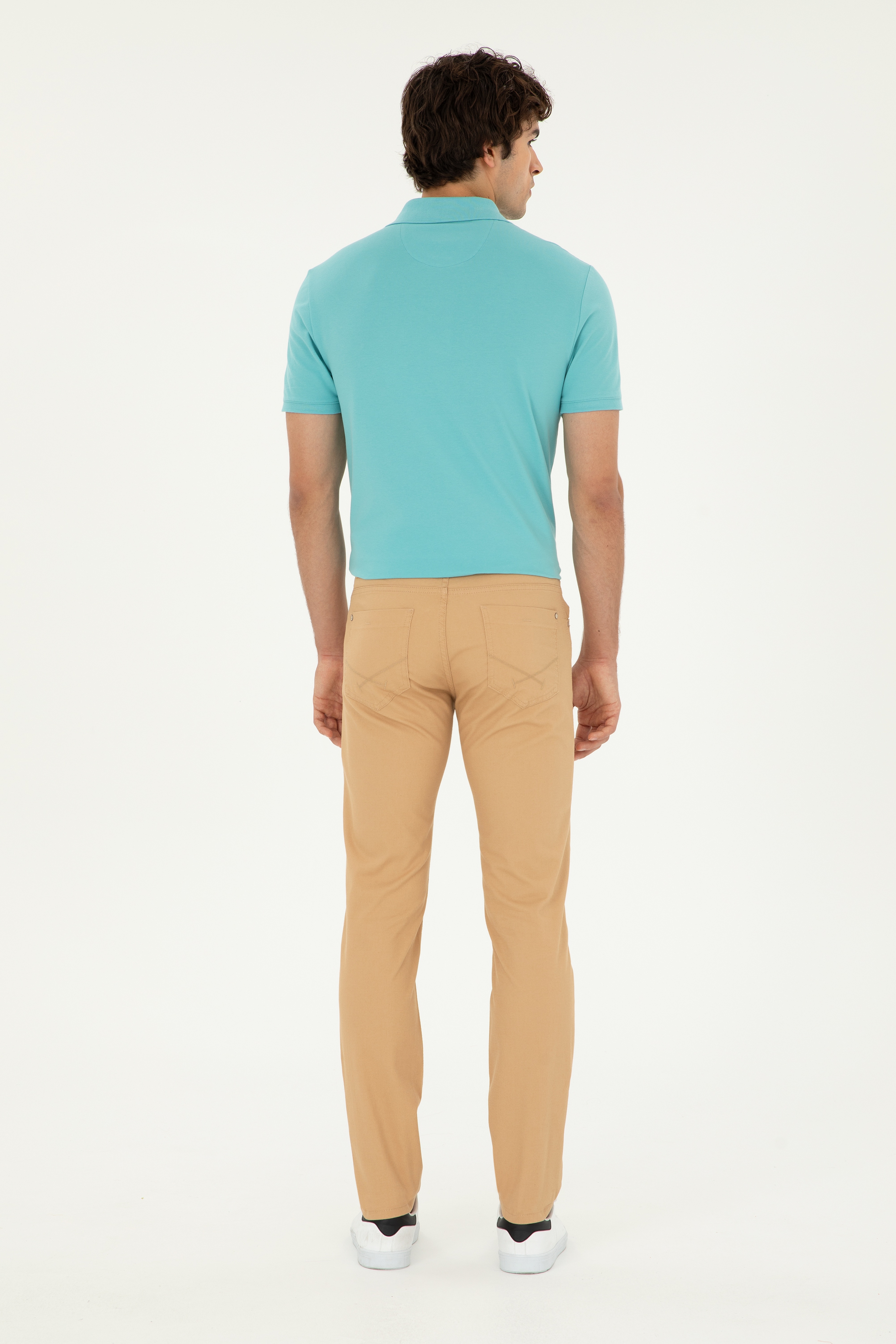 Erkek Slim Fit Camel Kanvas Pantolon