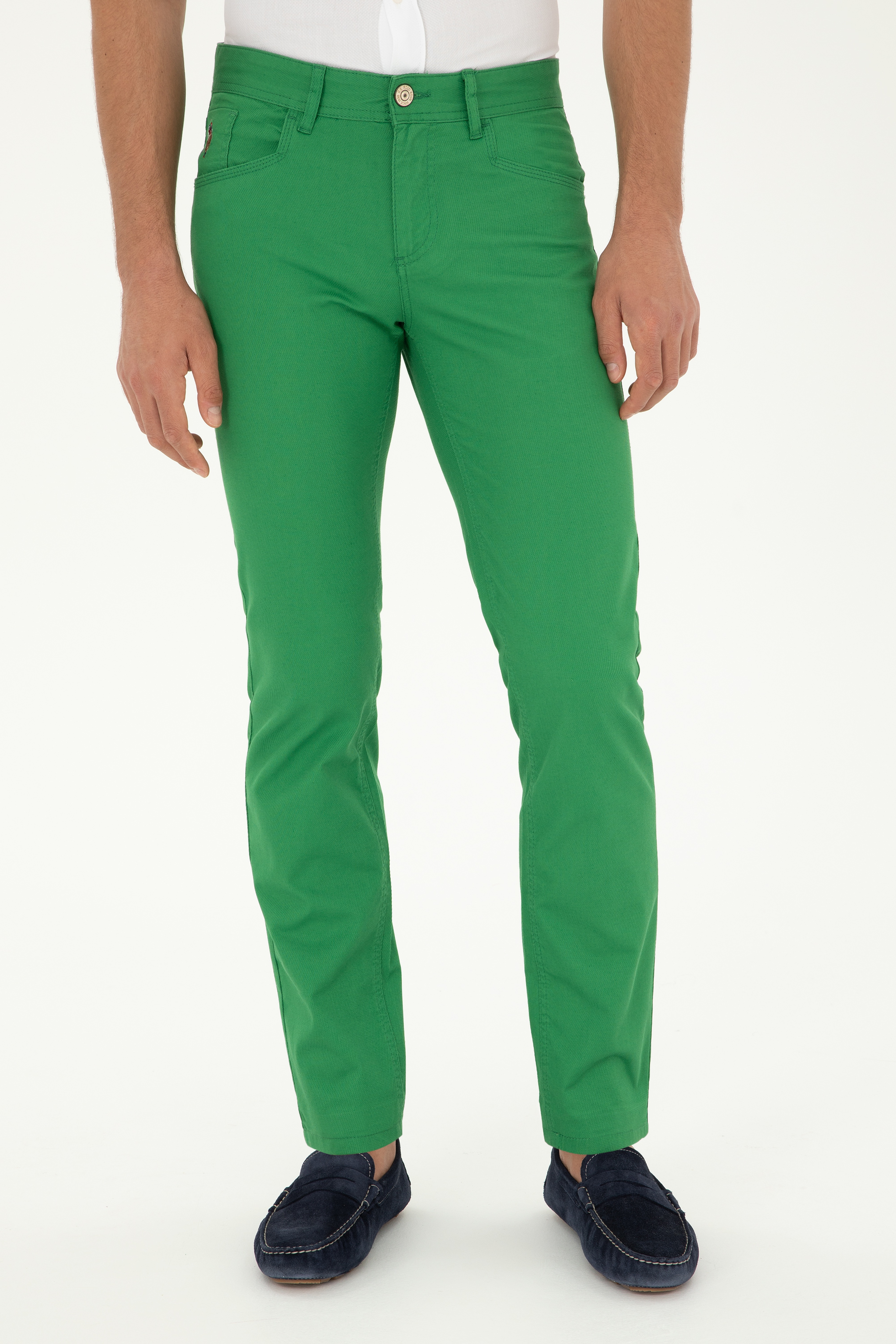 Erkek Slim Fit Yeşil Kanvas / Chino Pantolon - Image 2