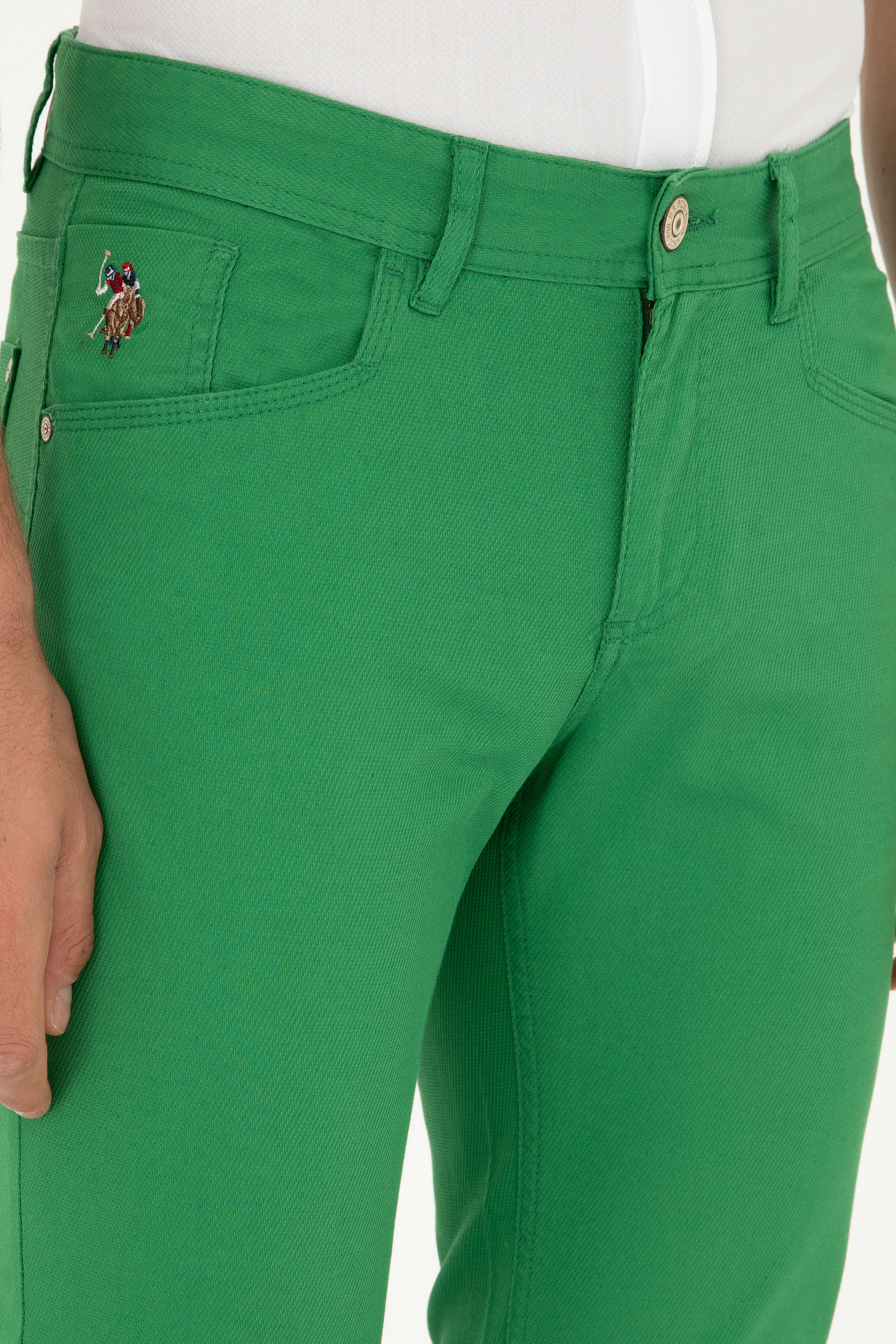 Erkek Slim Fit Yeşil Kanvas / Chino Pantolon