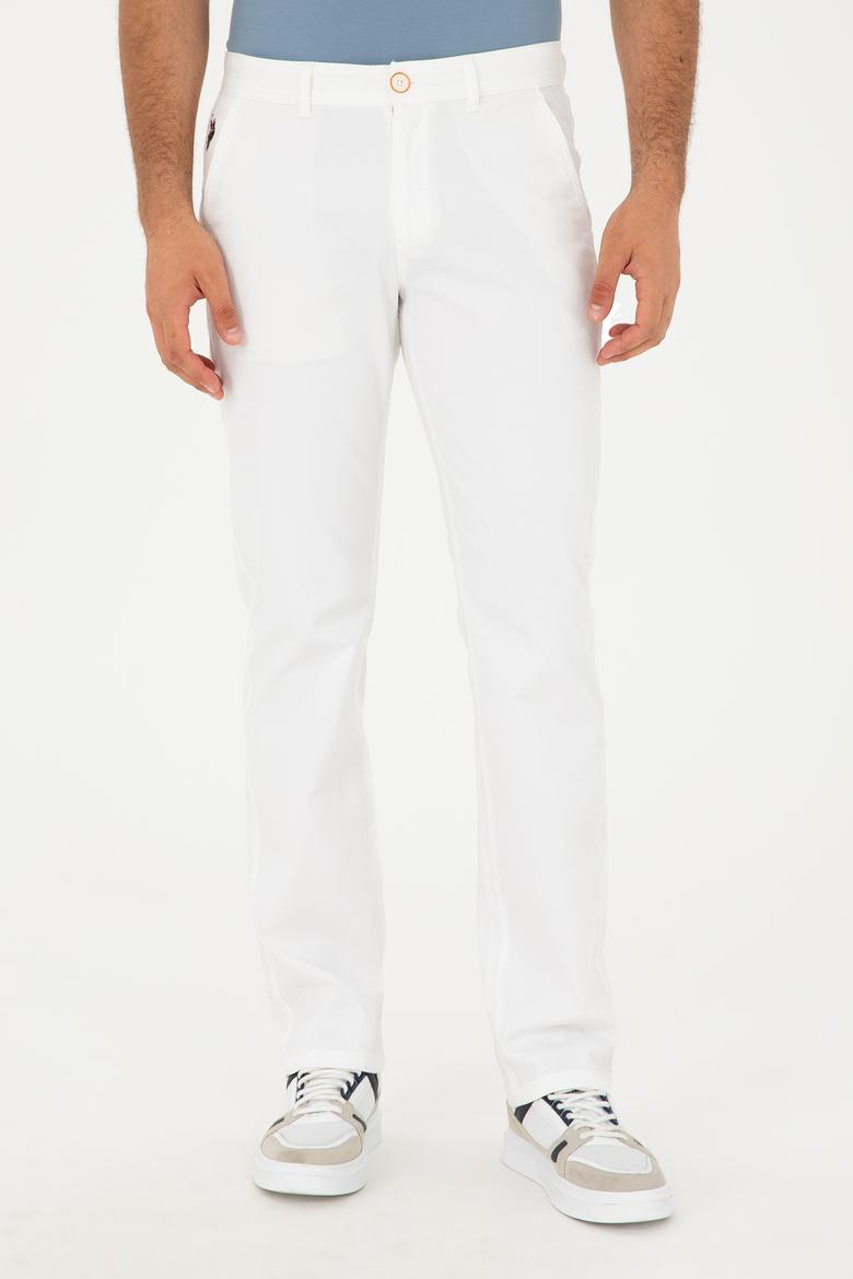 Erkek Regular Fit Beyaz Kanvas / Chino Pantolon - 50286004144