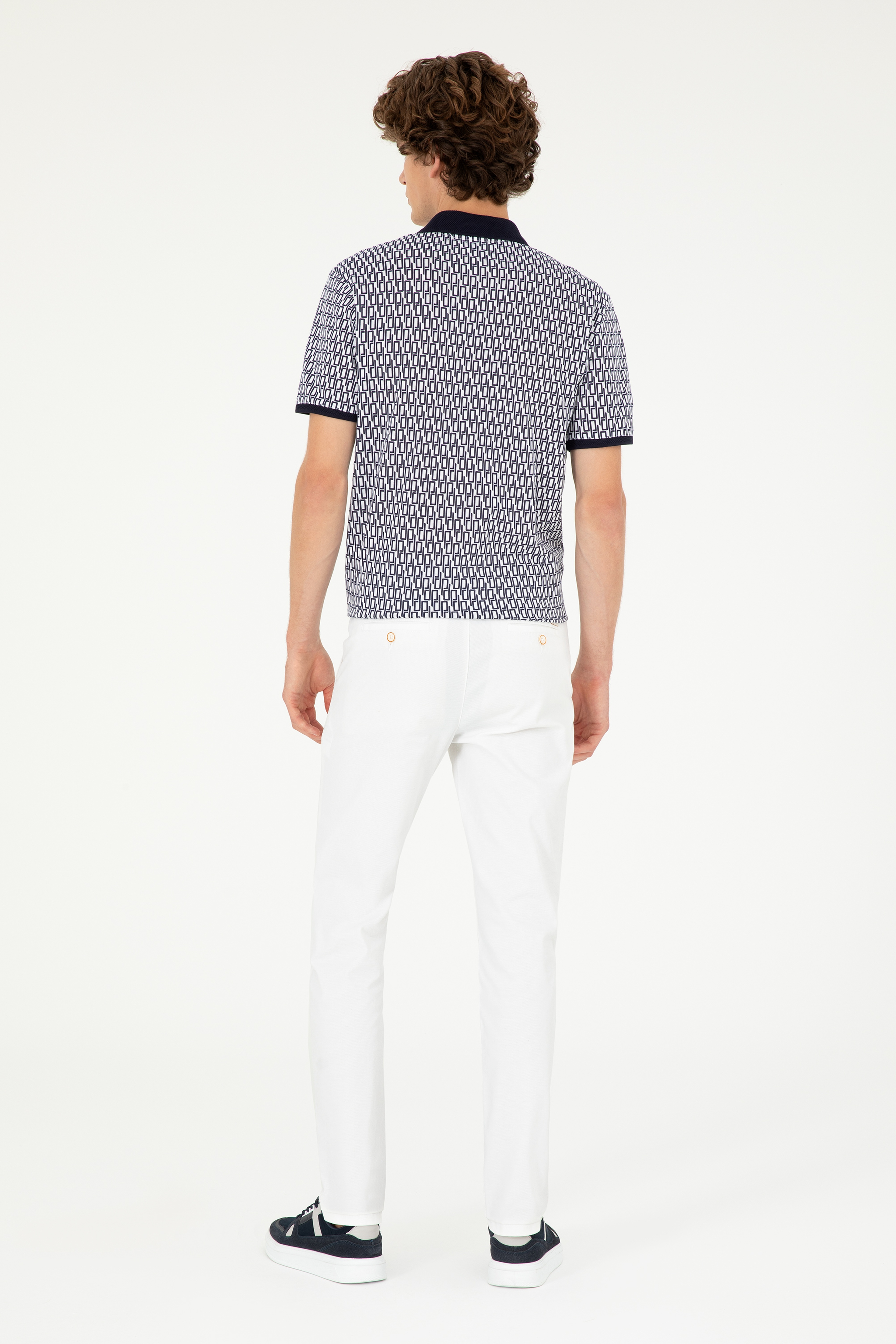 Erkek Slim Fit Beyaz Kanvas / Chino Pantolon