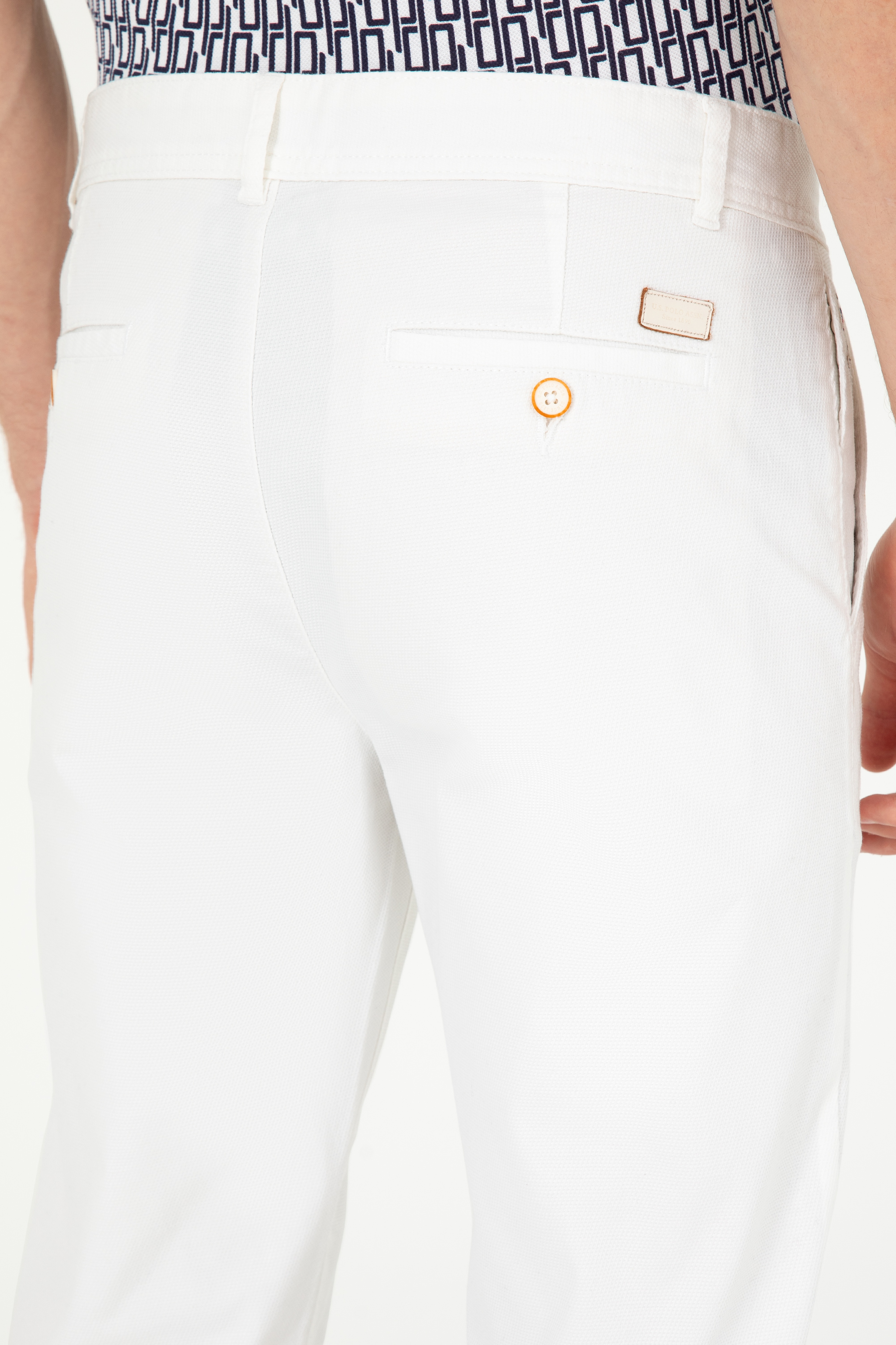 Erkek Slim Fit Beyaz Kanvas / Chino Pantolon
