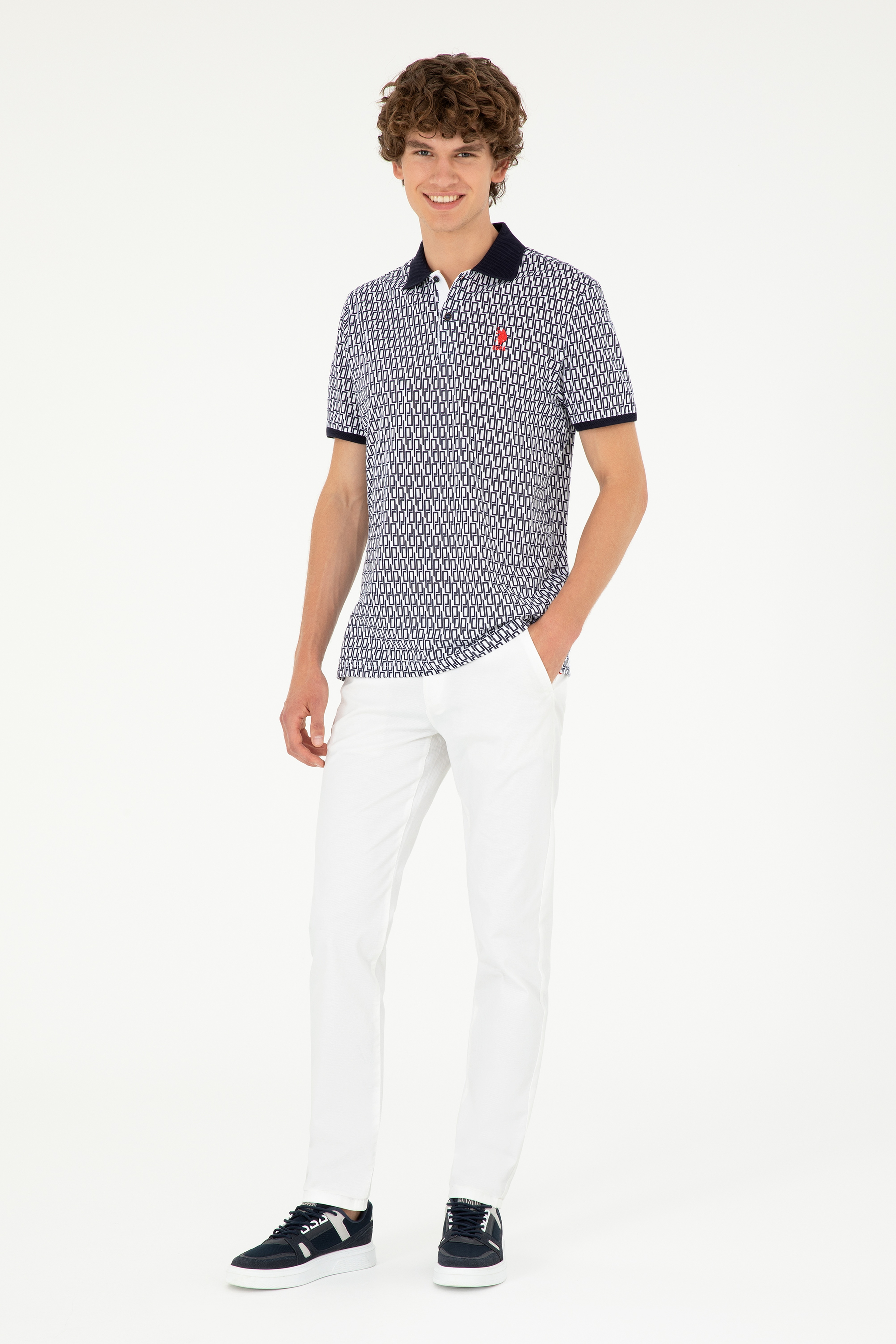 Erkek Slim Fit Beyaz Kanvas / Chino Pantolon - Image 3