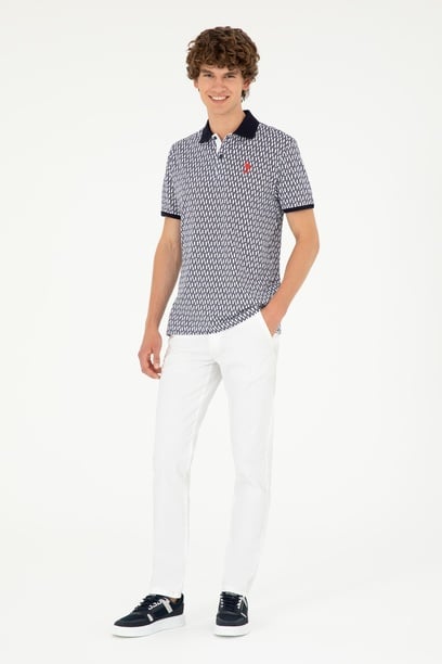 Erkek Slim Fit Beyaz Kanvas / Chino Pantolon