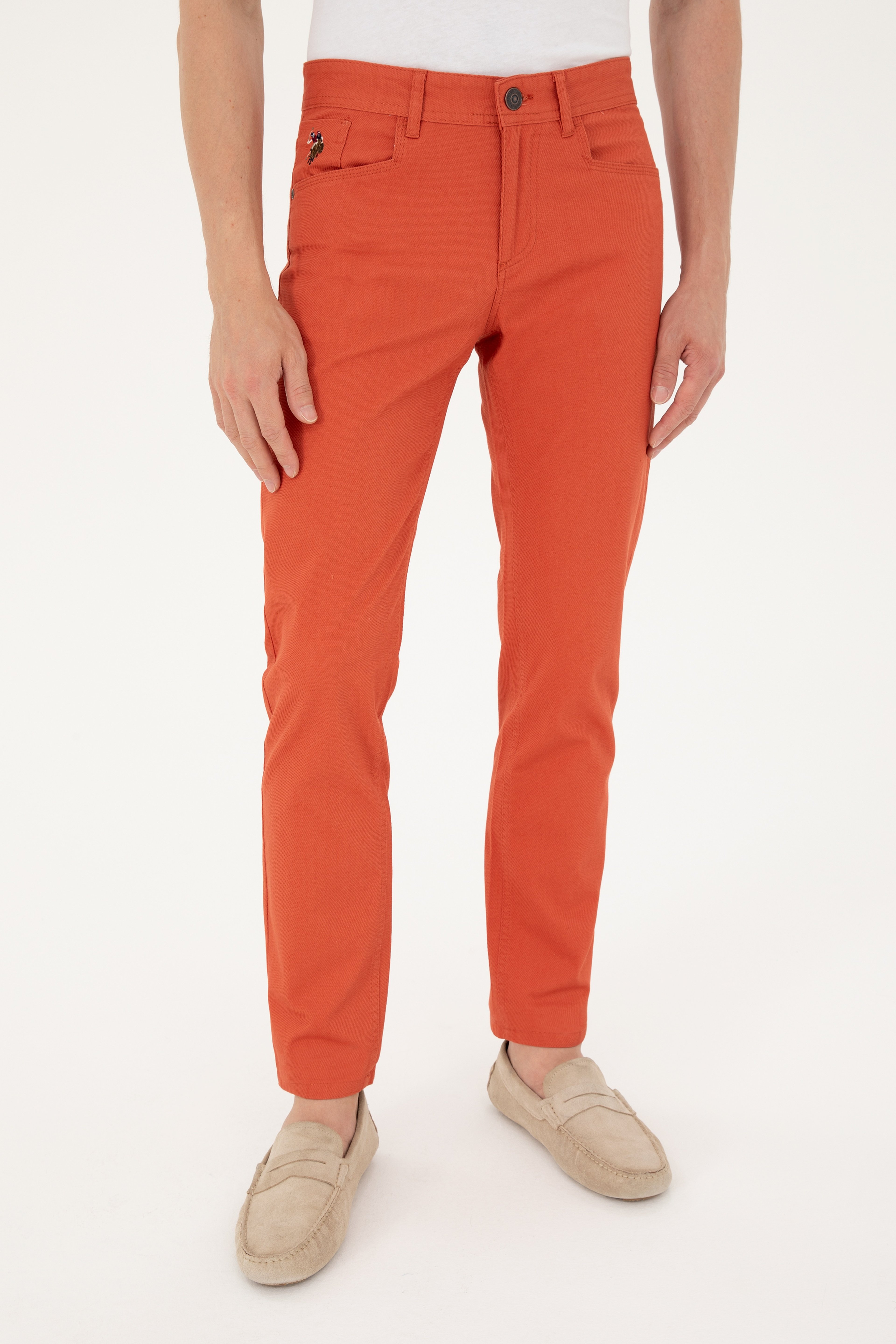 Erkek Slim Fit Pudra Kanvas / Chino Pantolon - Image 2