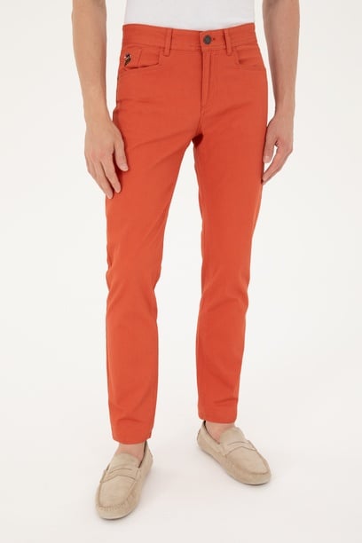 Erkek Slim Fit Pudra Kanvas / Chino Pantolon