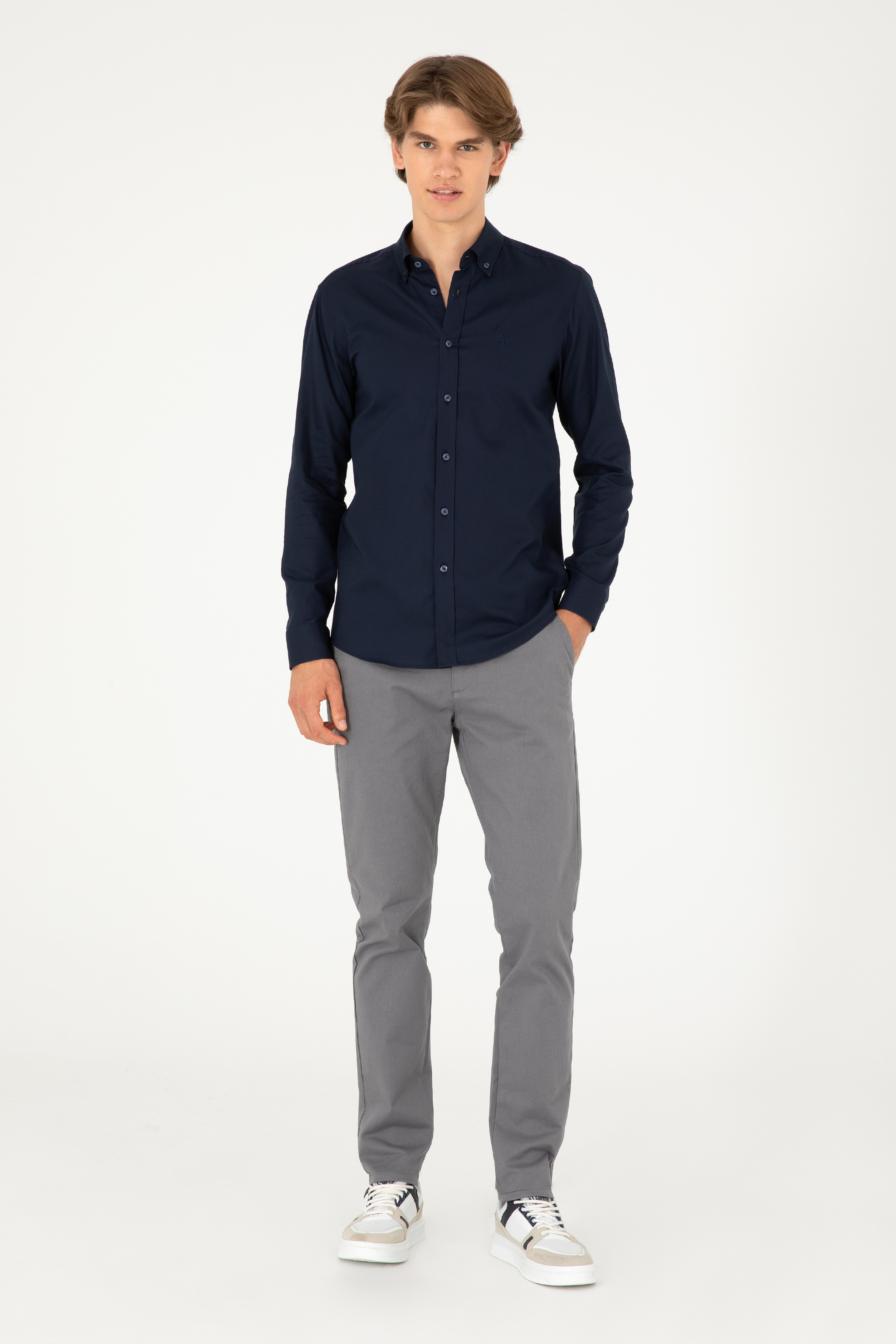 Erkek Slim Fit Gri Kanvas / Chino Pantolon - Image 3