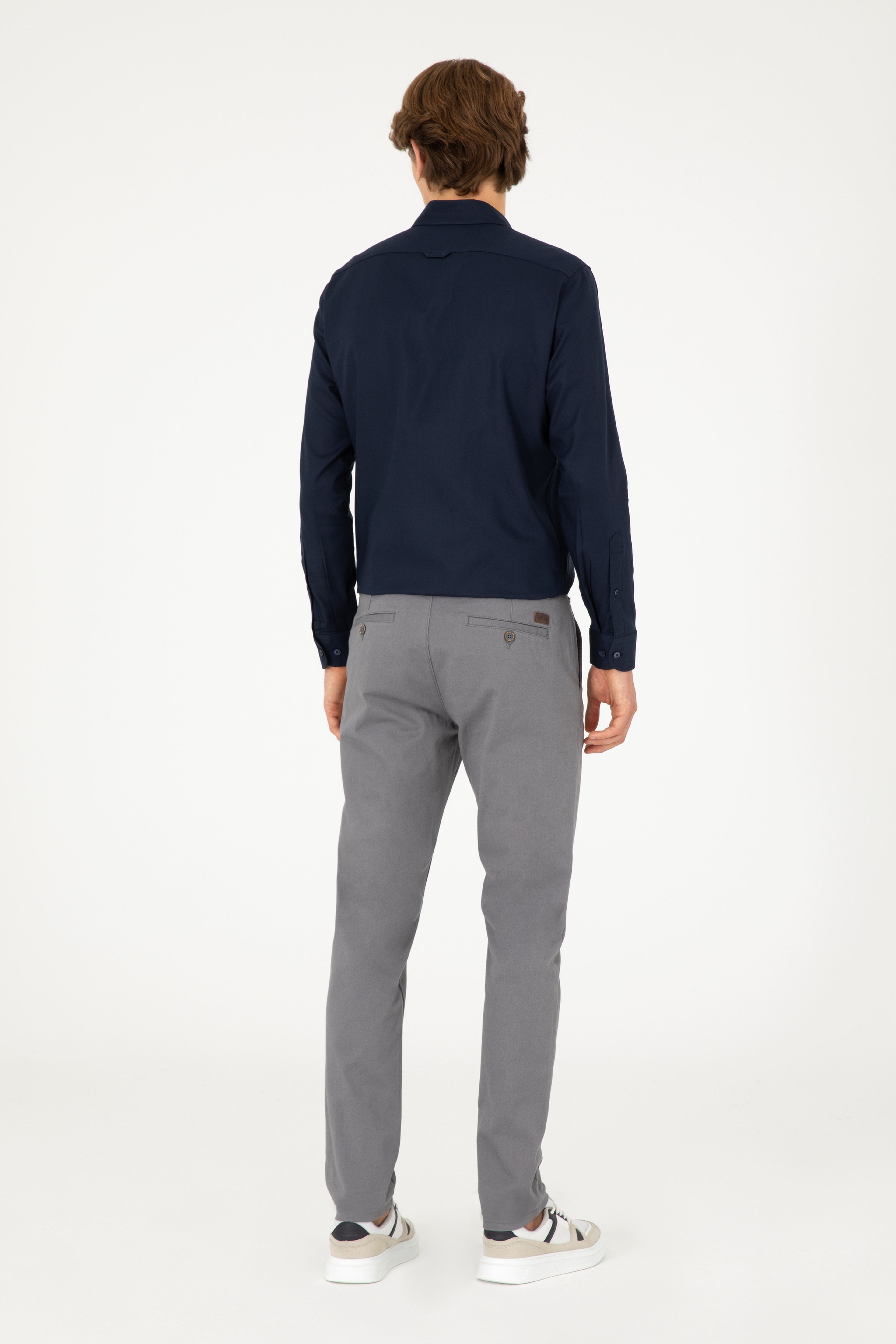 Erkek Slim Fit Gri Kanvas / Chino Pantolon - Image 4