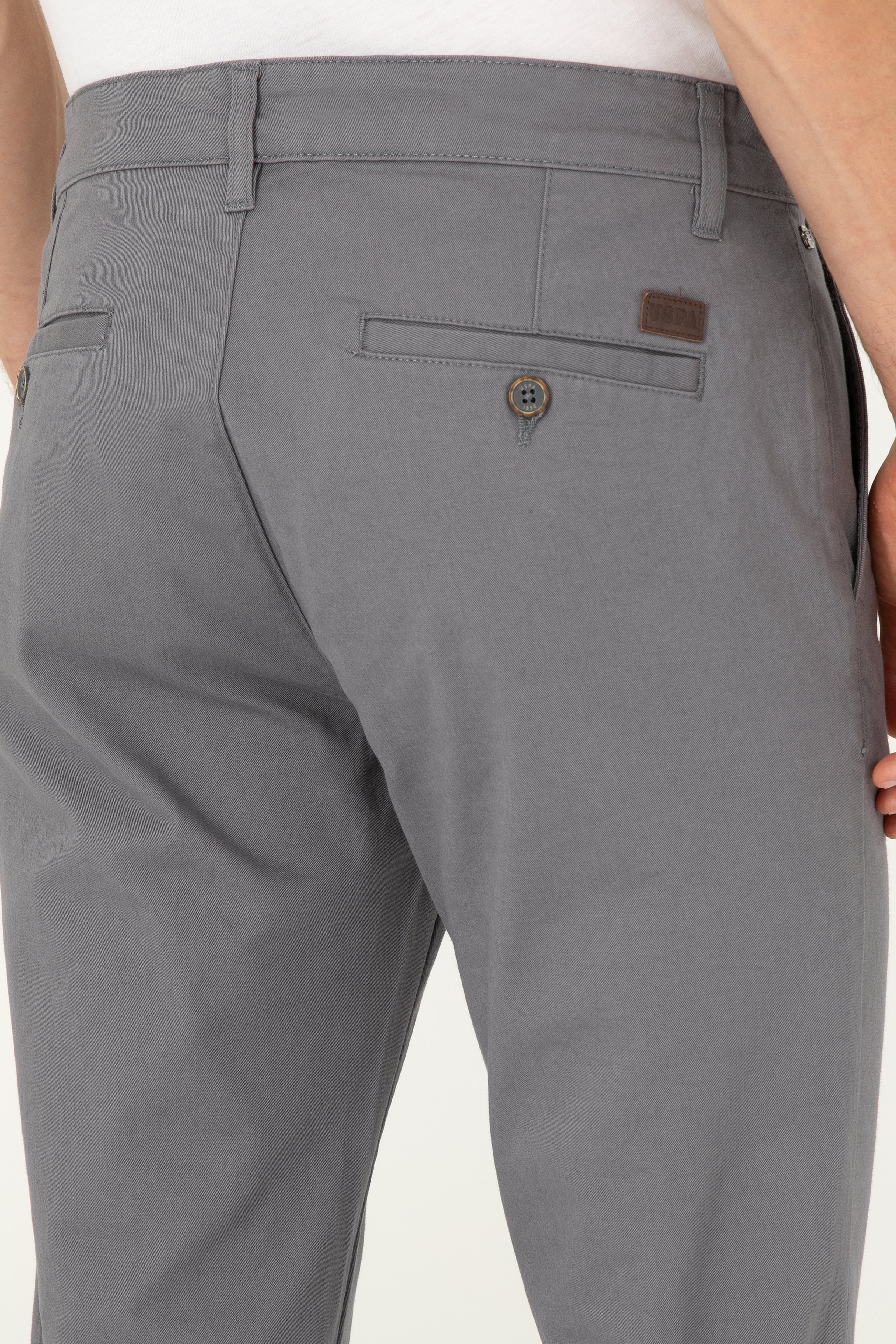 Erkek Slim Fit Gri Kanvas / Chino Pantolon