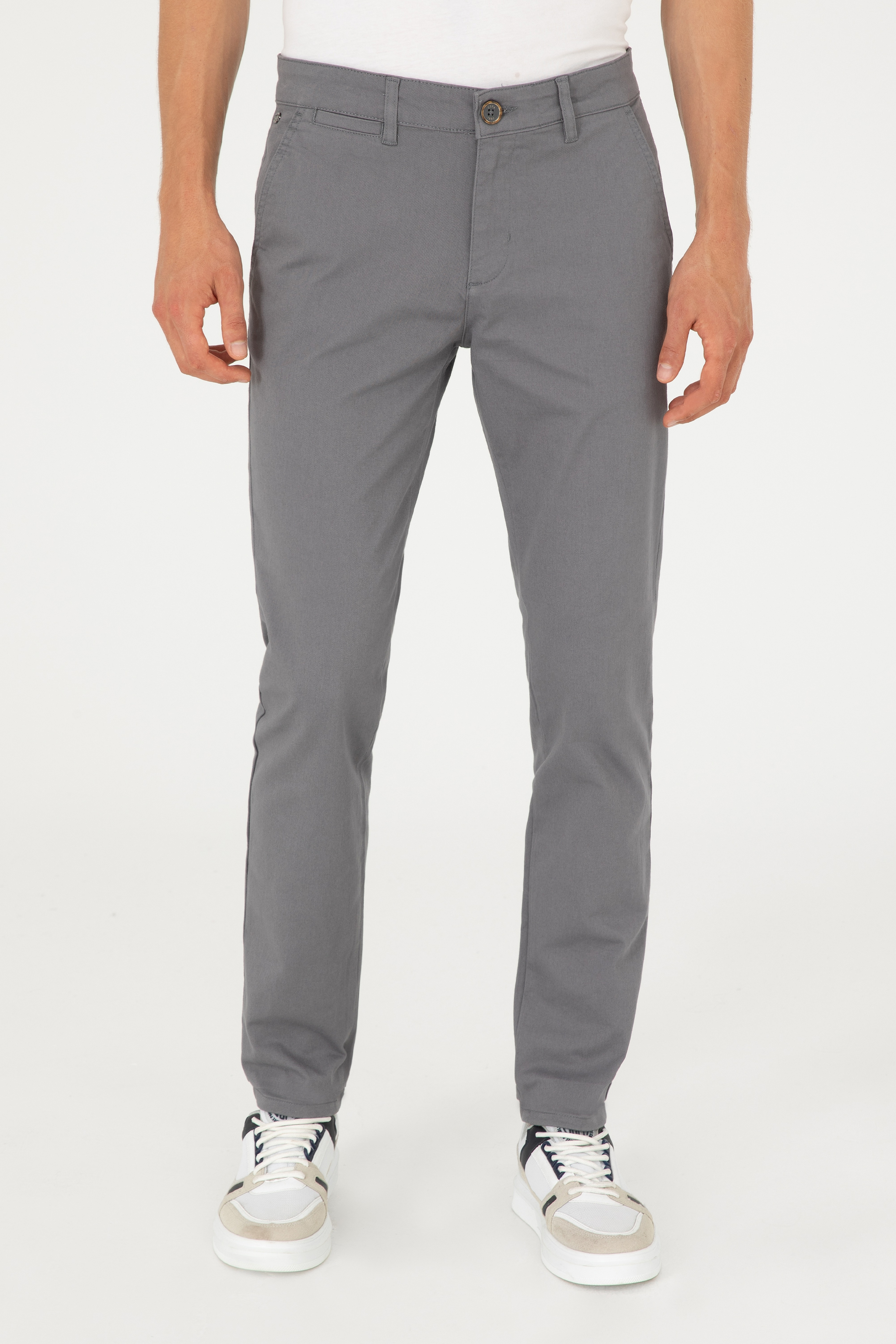 Erkek Slim Fit Gri Kanvas / Chino Pantolon - Image 2