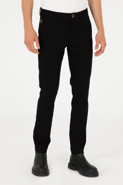 Erkek Slim Fit Siyah Kanvas Pantolon