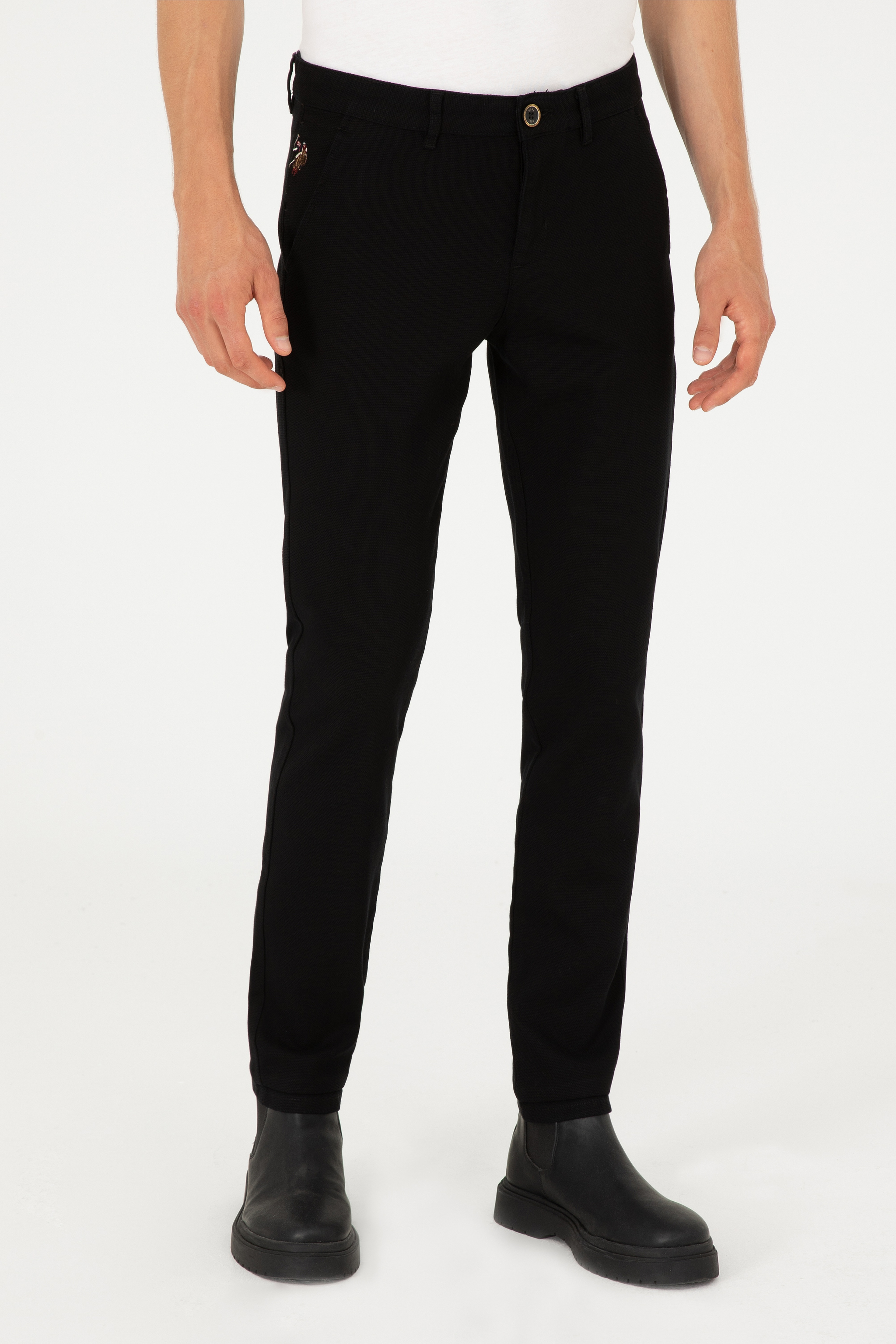 Erkek Slim Fit Siyah Kanvas Pantolon - Image 2