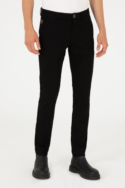 Erkek Slim Fit Siyah Kanvas Pantolon
