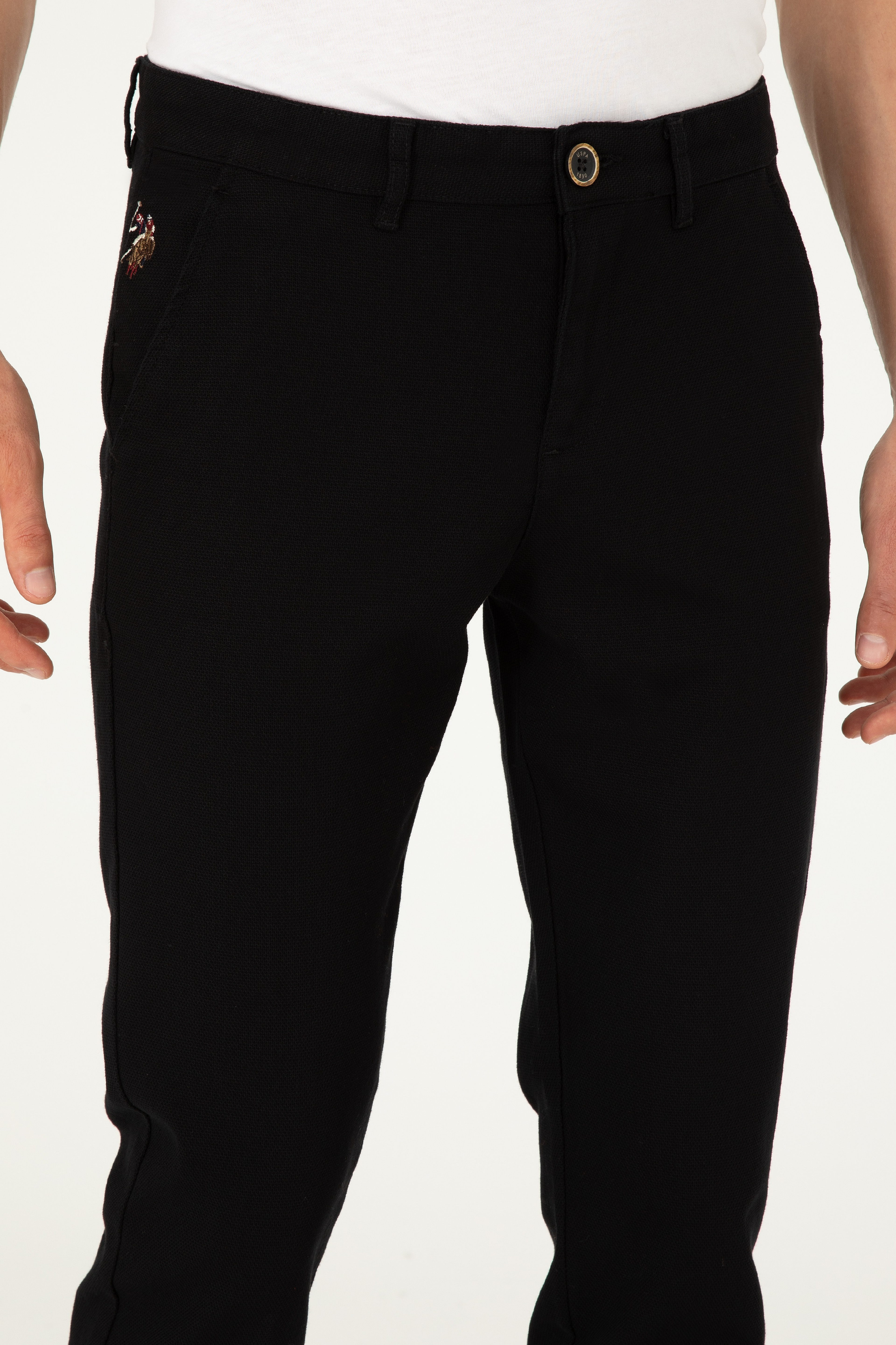 Erkek Slim Fit Siyah Kanvas Pantolon - Image 5