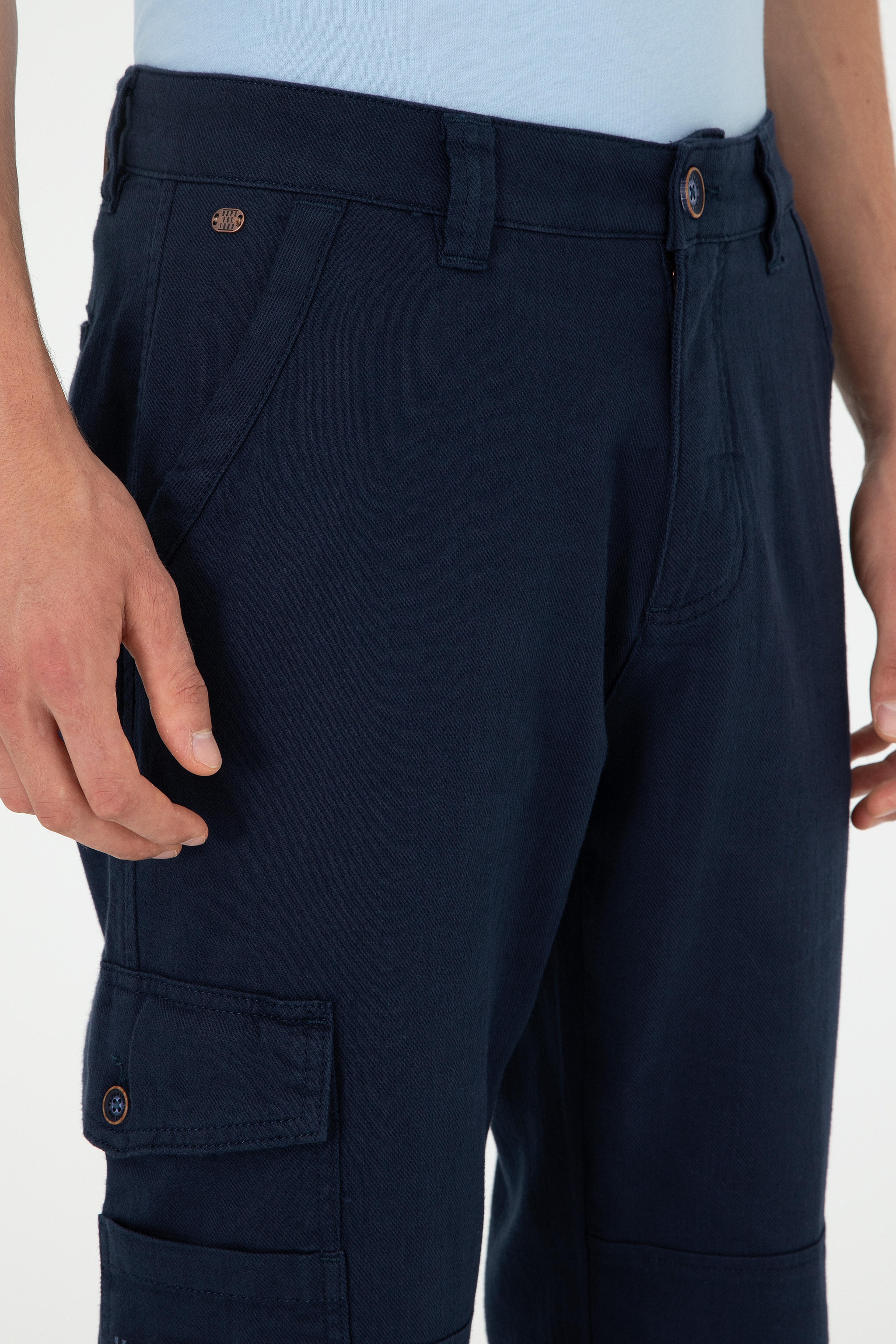 Erkek Jogger Fit Lacivert Kanvas Pantolon - Image 5