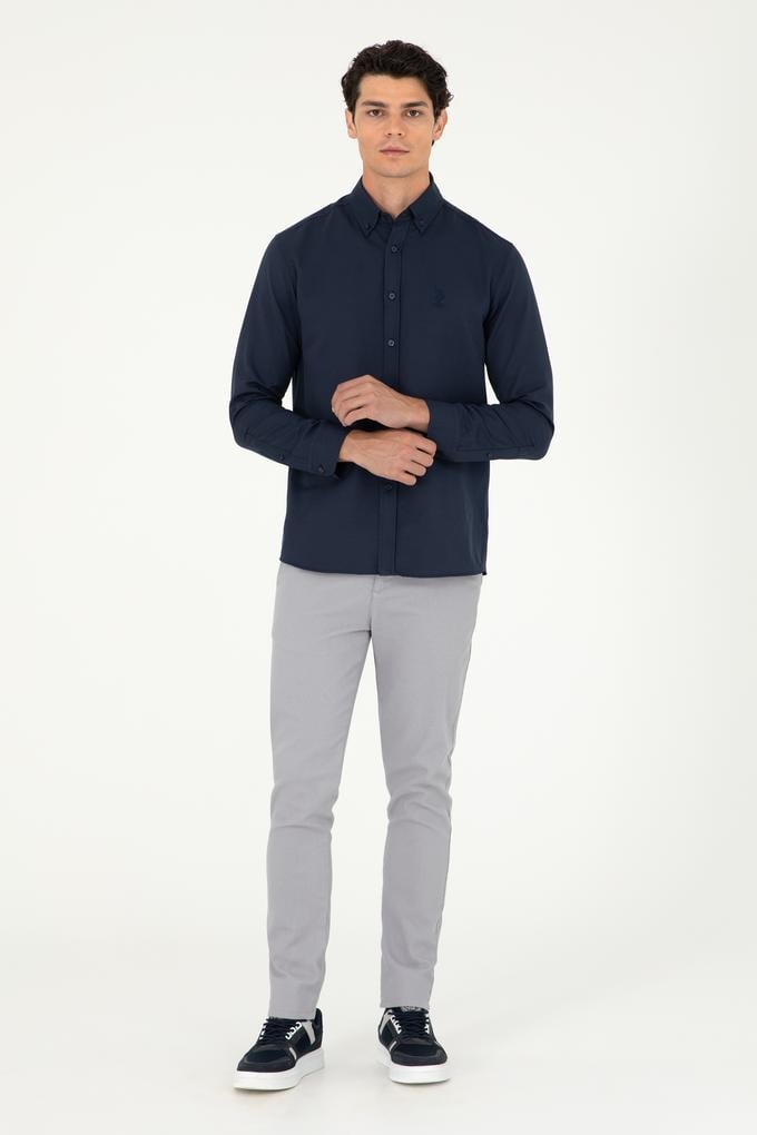 Erkek Açık Gri Kanvas Pantolon