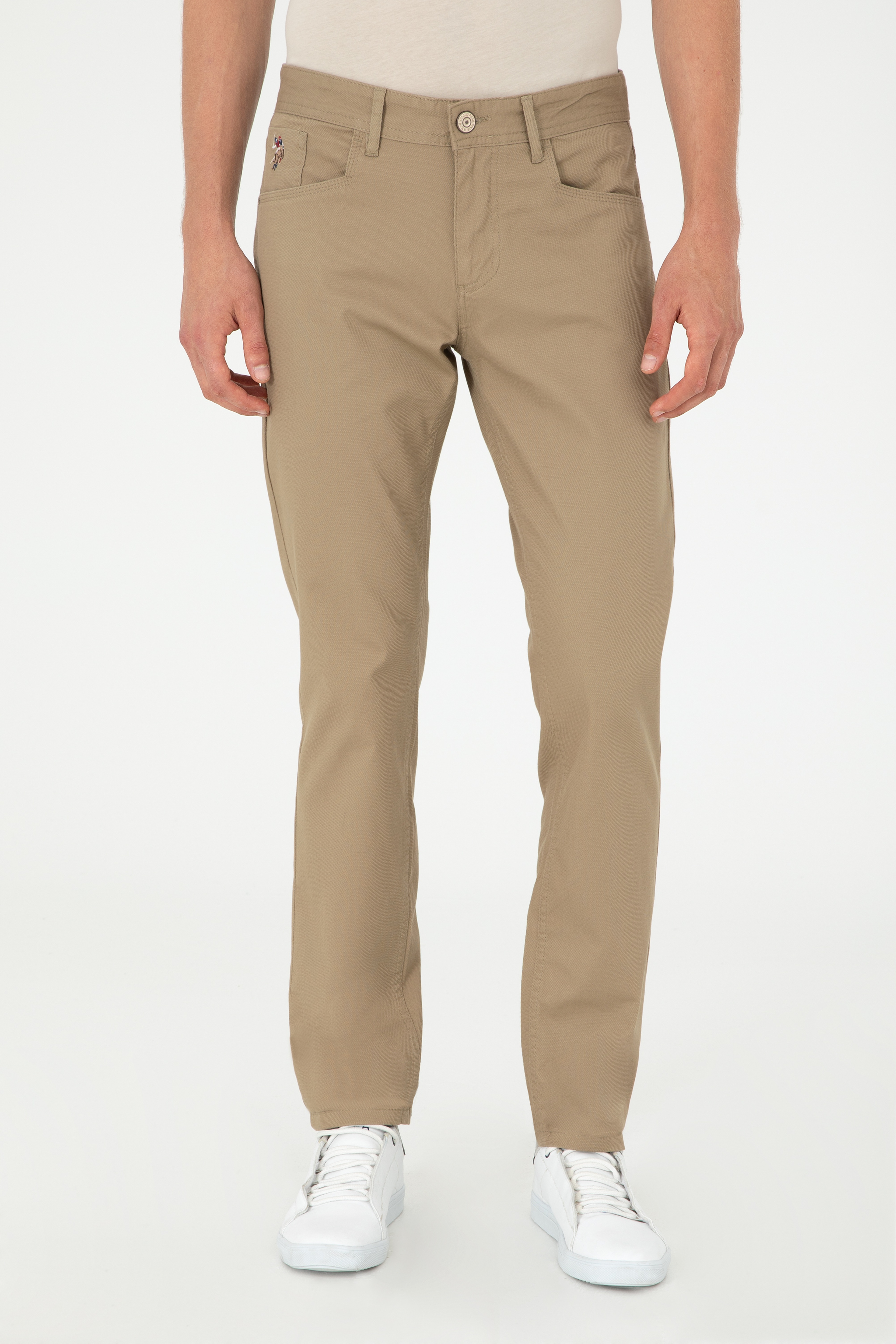 Erkek Slim Fit Haki Kanvas / Chino Pantolon