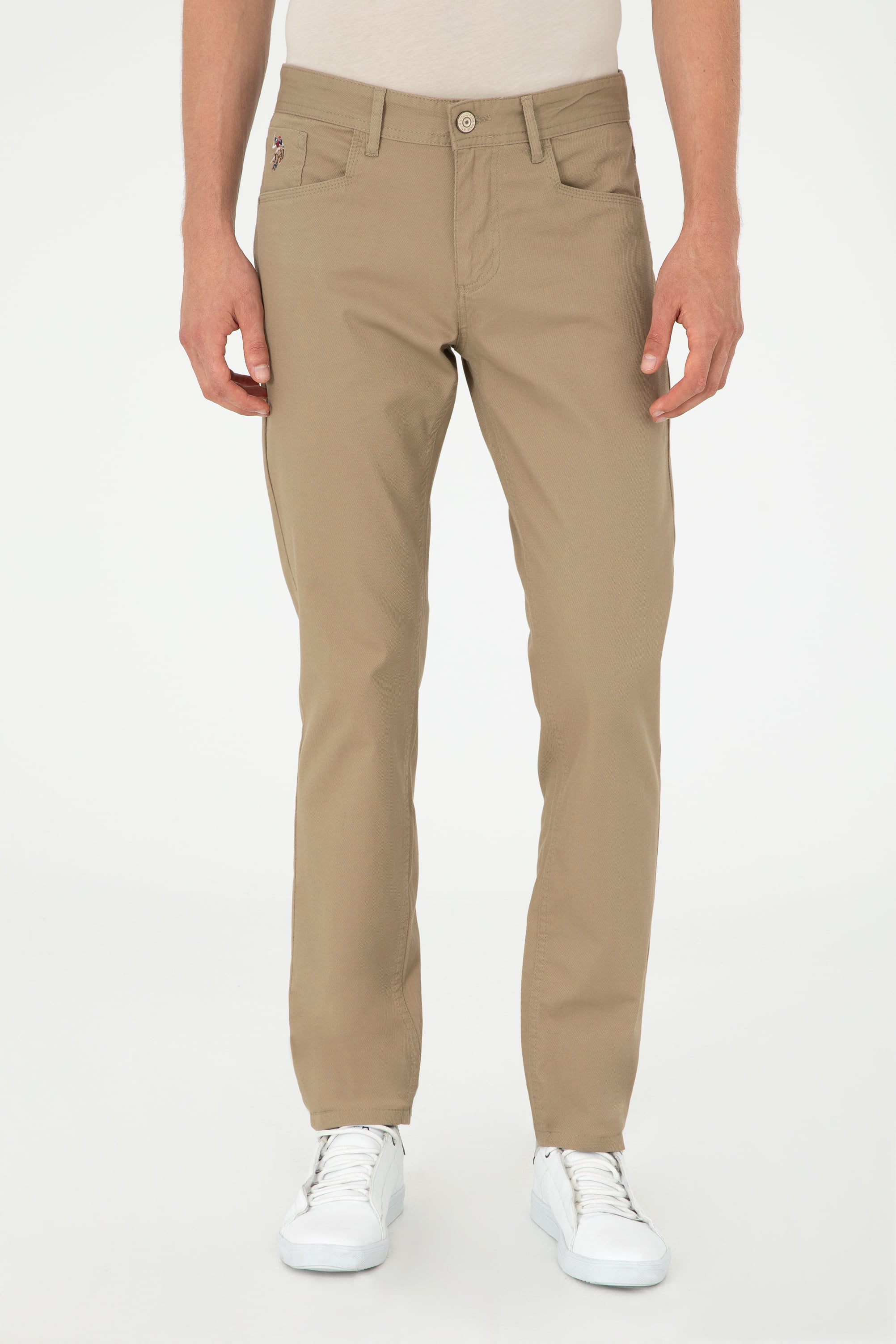 Erkek Slim Fit Haki Kanvas / Chino Pantolon