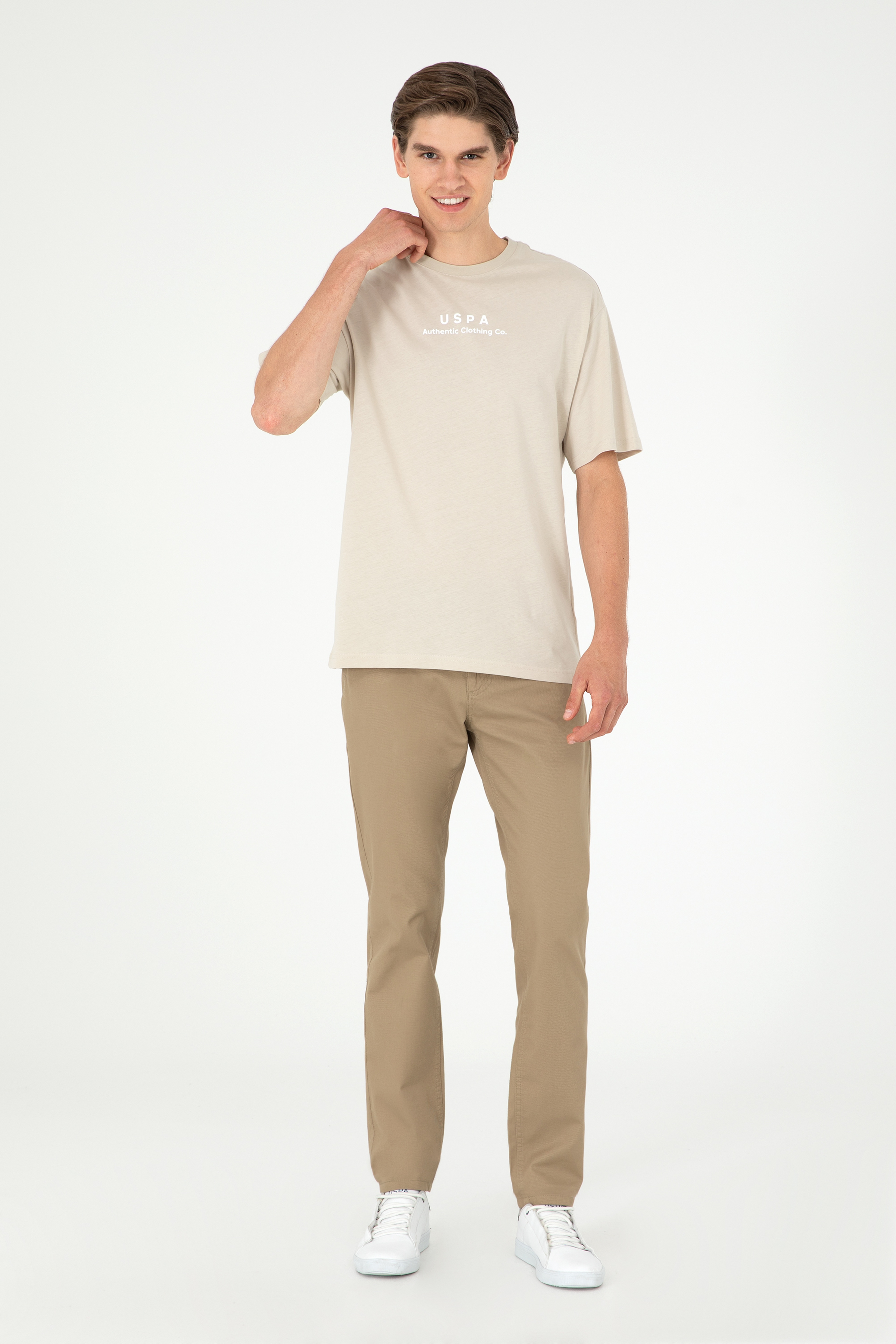 Erkek Slim Fit Haki Kanvas / Chino Pantolon - Image 1