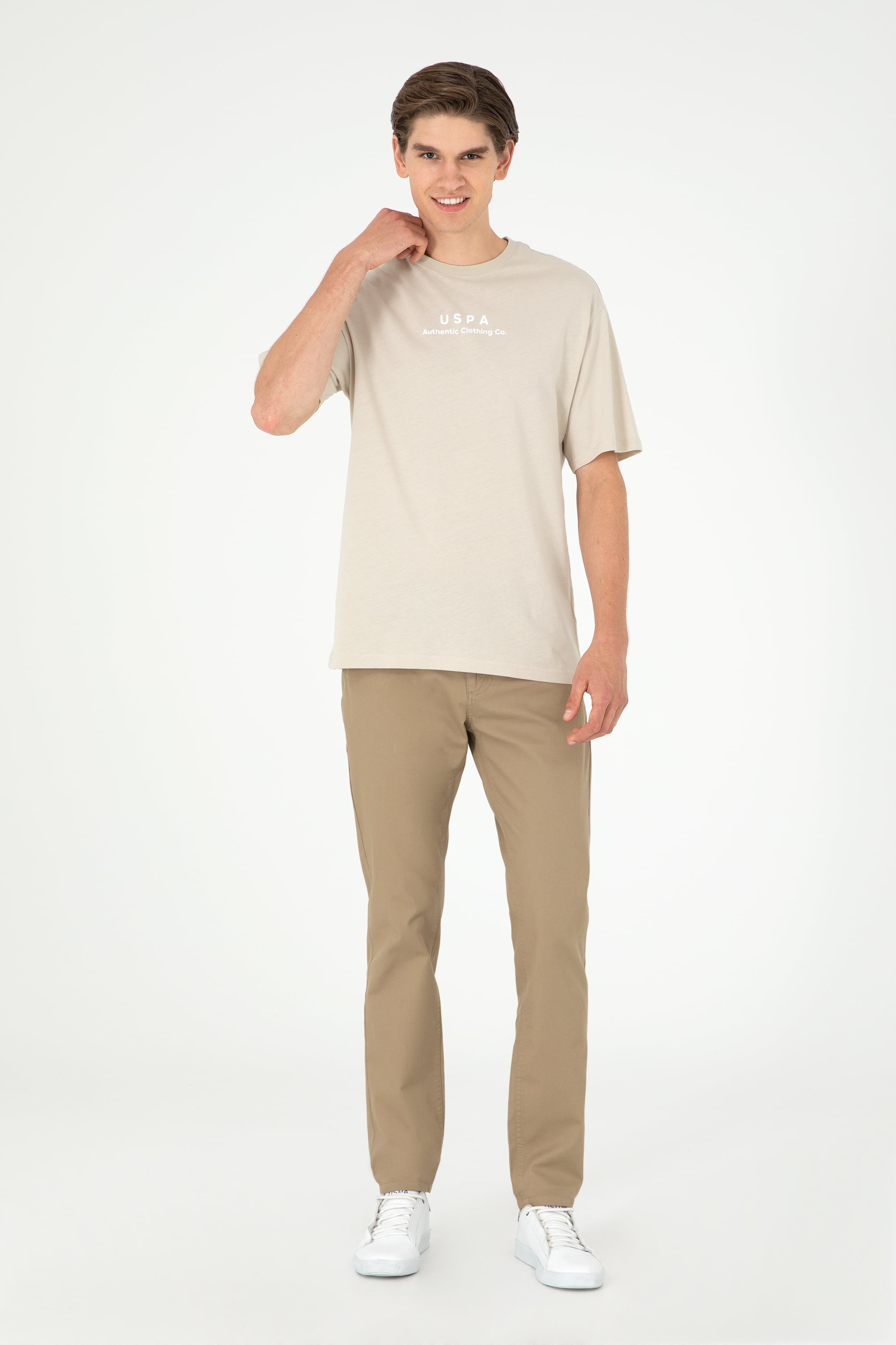 Erkek Slim Fit Haki Kanvas / Chino Pantolon