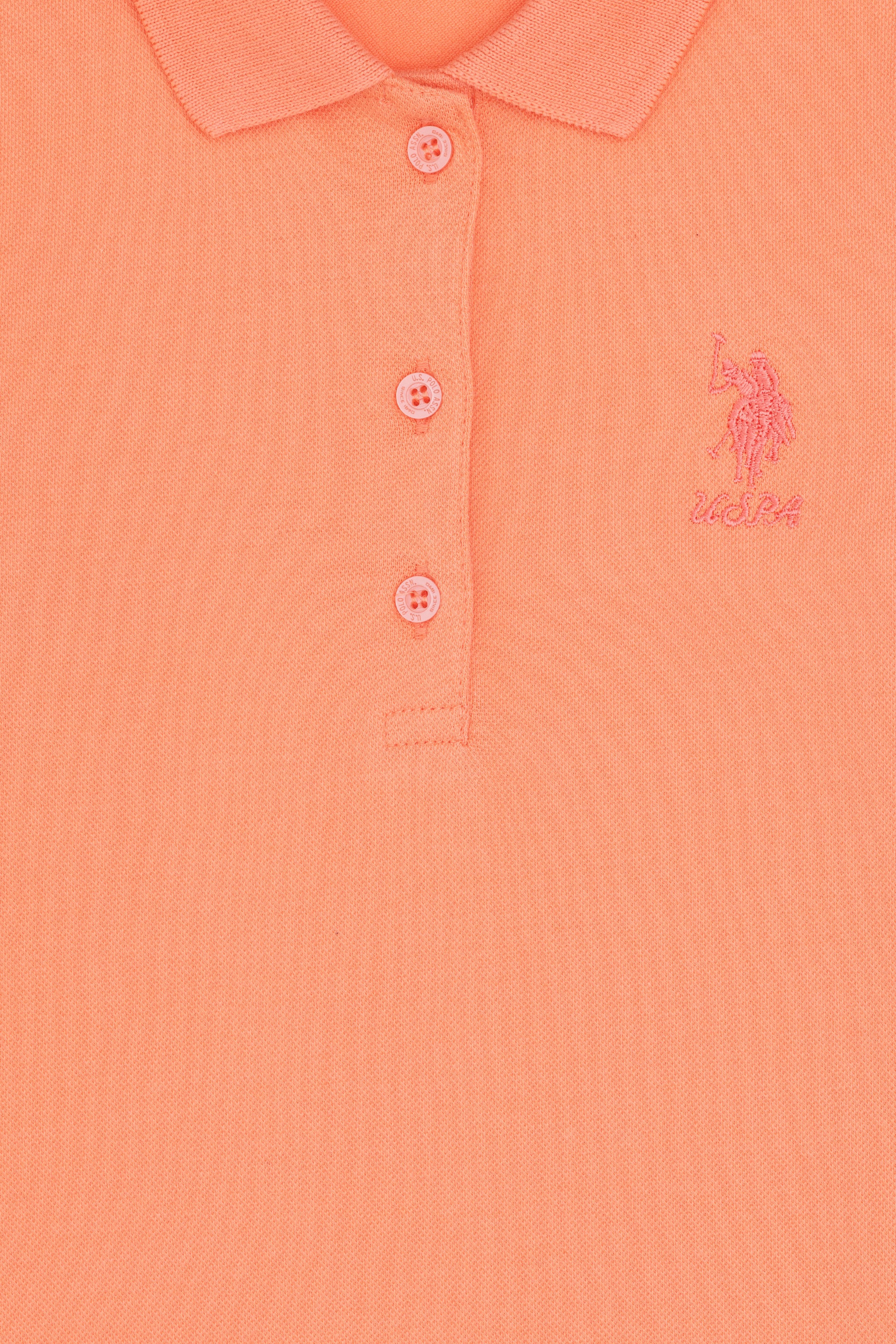 Kız Çocuk Somon Polo Yaka Basic Sweatshirt - Image 5