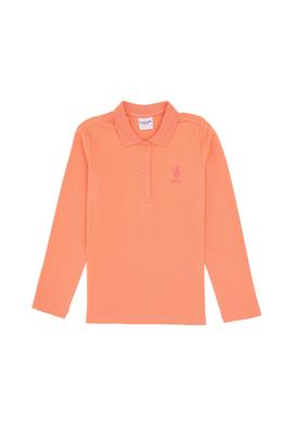 Kız Çocuk Somon Polo Yaka Basic Sweatshirt - 50296377099