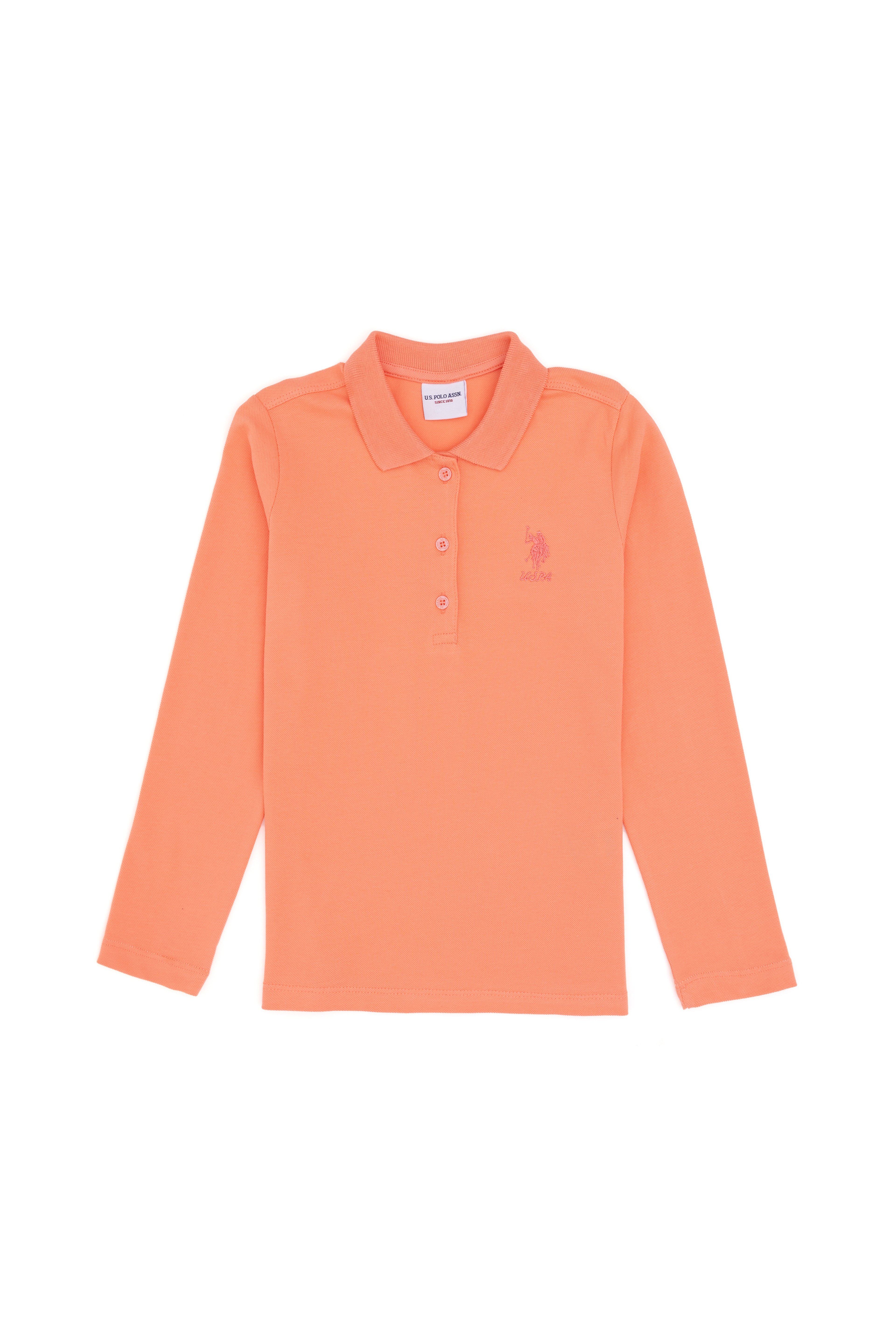 Kız Çocuk Somon Polo Yaka Basic Sweatshirt - Image 3