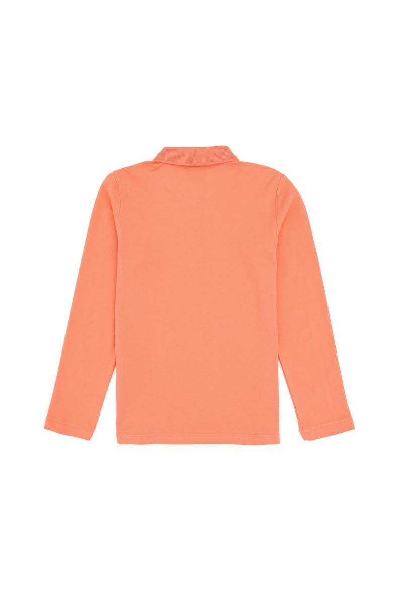 Kız Çocuk Somon Polo Yaka Basic Sweatshirt - 50296377099