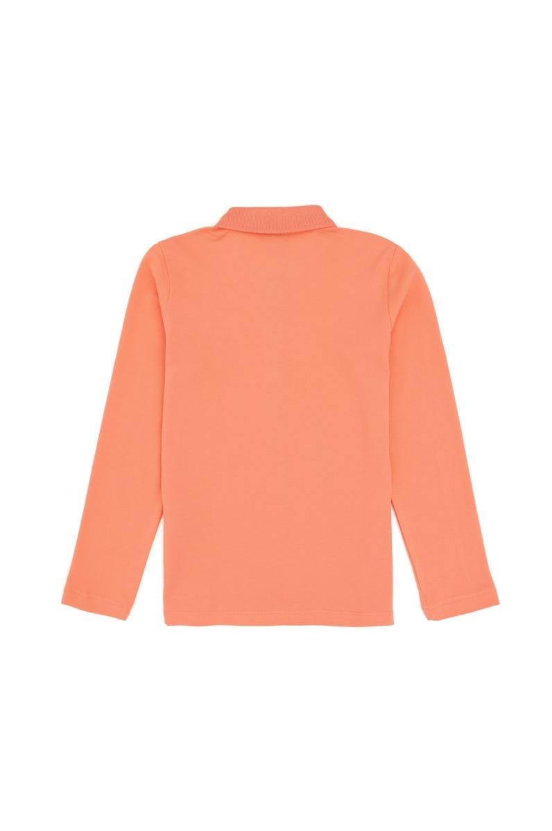 Kız Çocuk Somon Polo Yaka Basic Sweatshirt