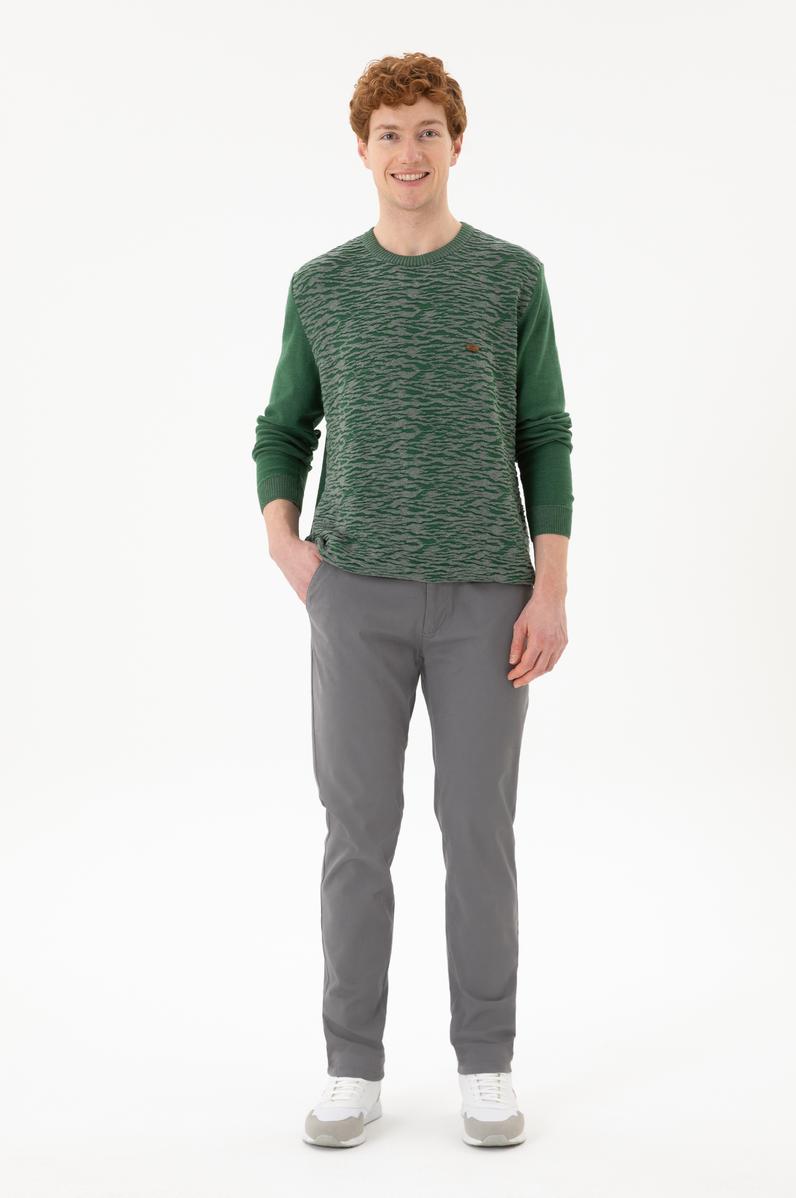 Erkek Gri Kanvas Pantolon