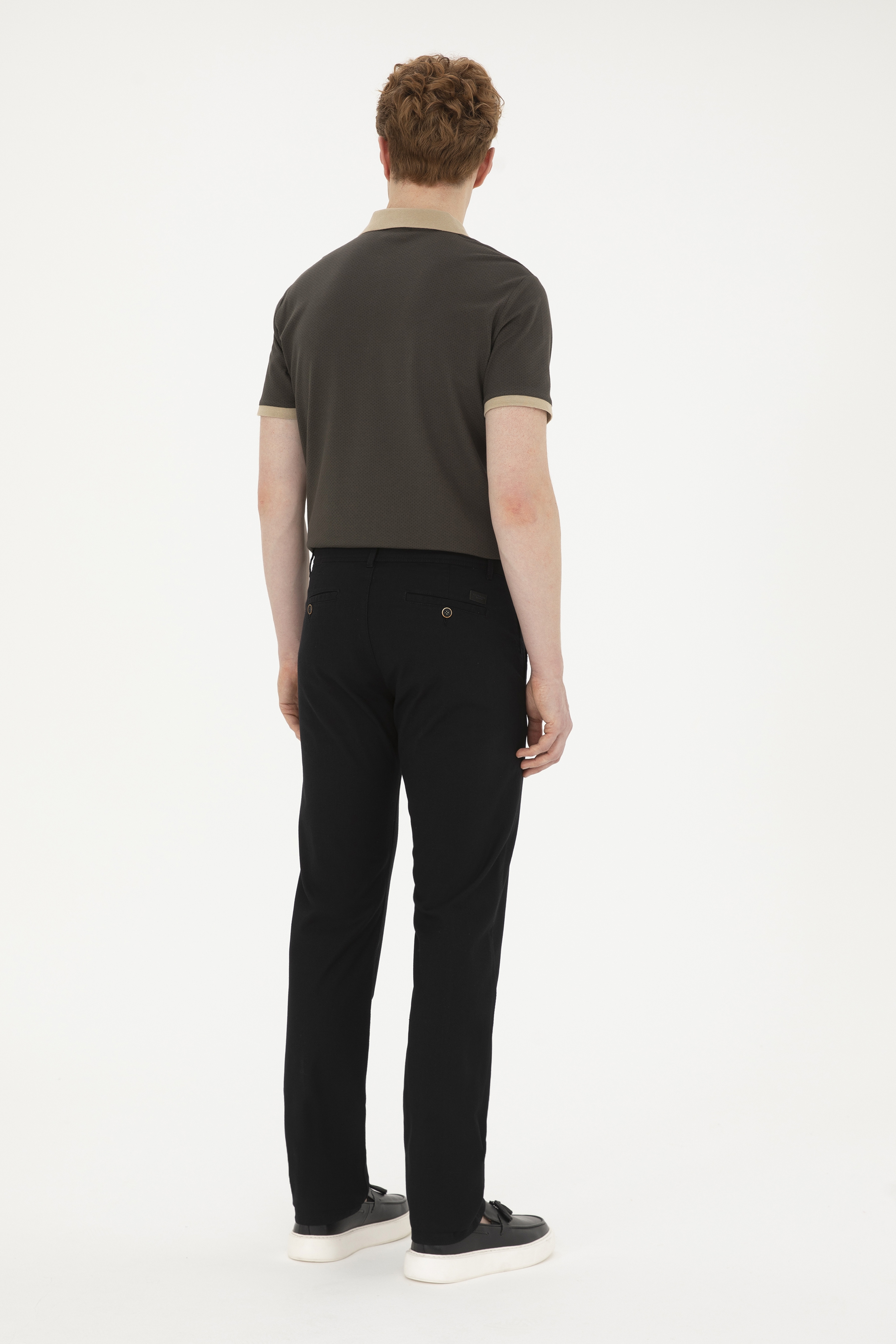 Erkek Regular Fit Siyah Kanvas / Chino Pantolon