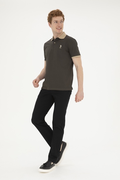 Erkek Regular Fit Siyah Kanvas / Chino Pantolon