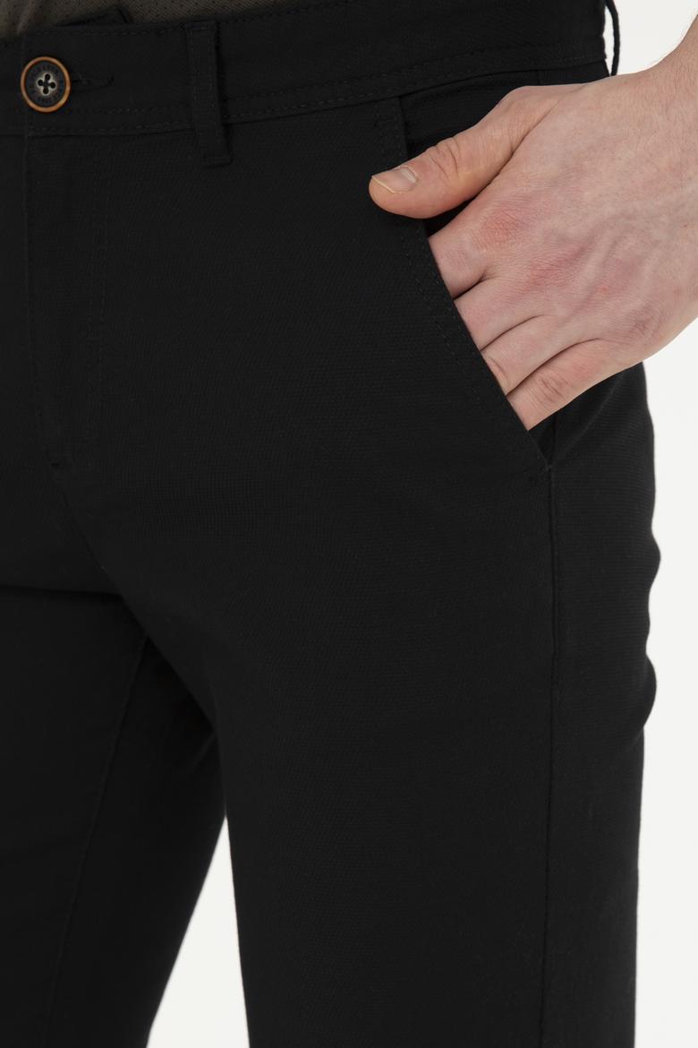 Erkek Regular Fit Siyah Kanvas / Chino Pantolon - 50286004263