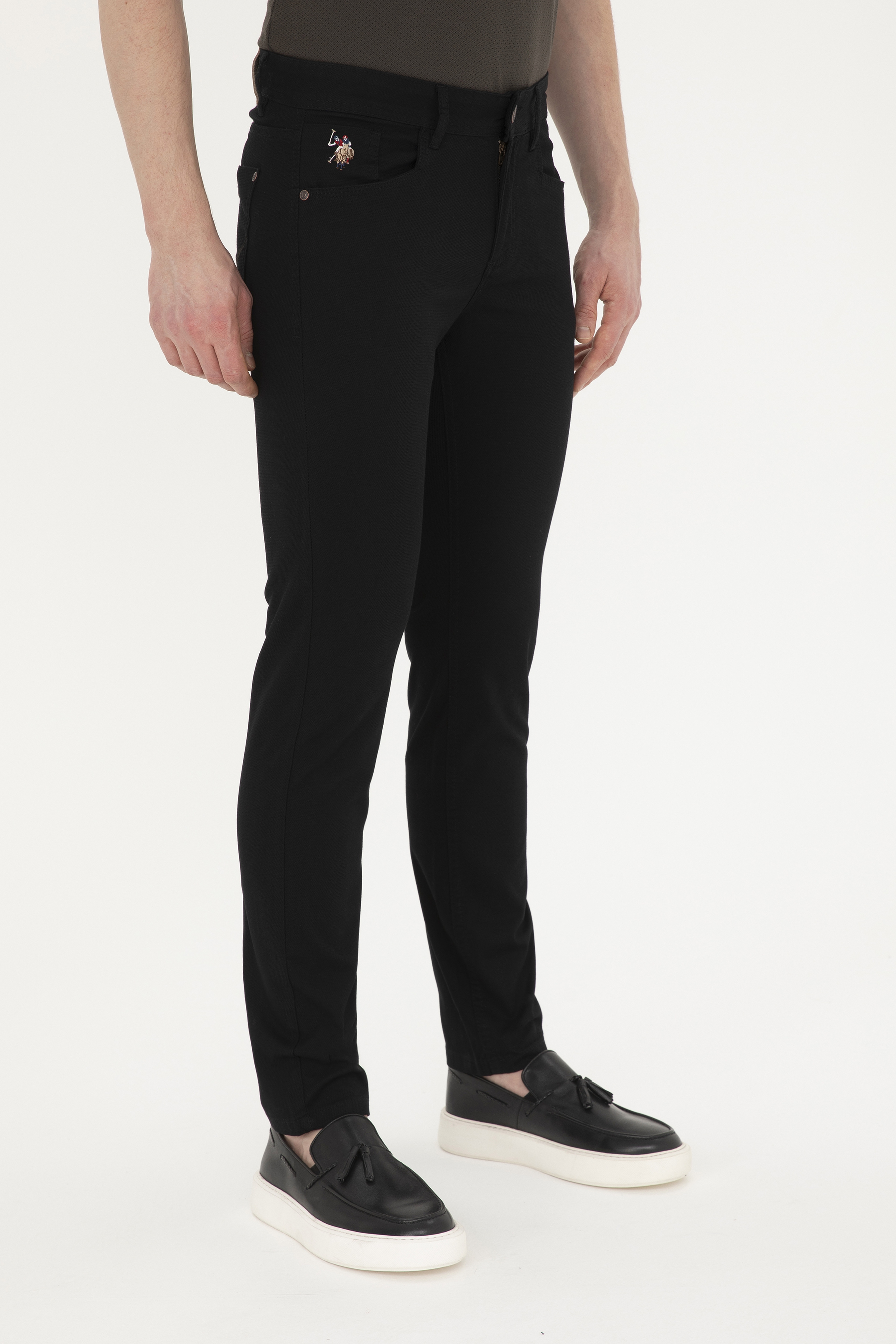 Erkek Slim Fit Siyah Kanvas / Chino Pantolon - Image 2