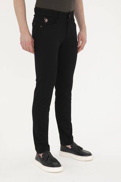 Erkek Slim Fit Siyah Kanvas / Chino Pantolon
